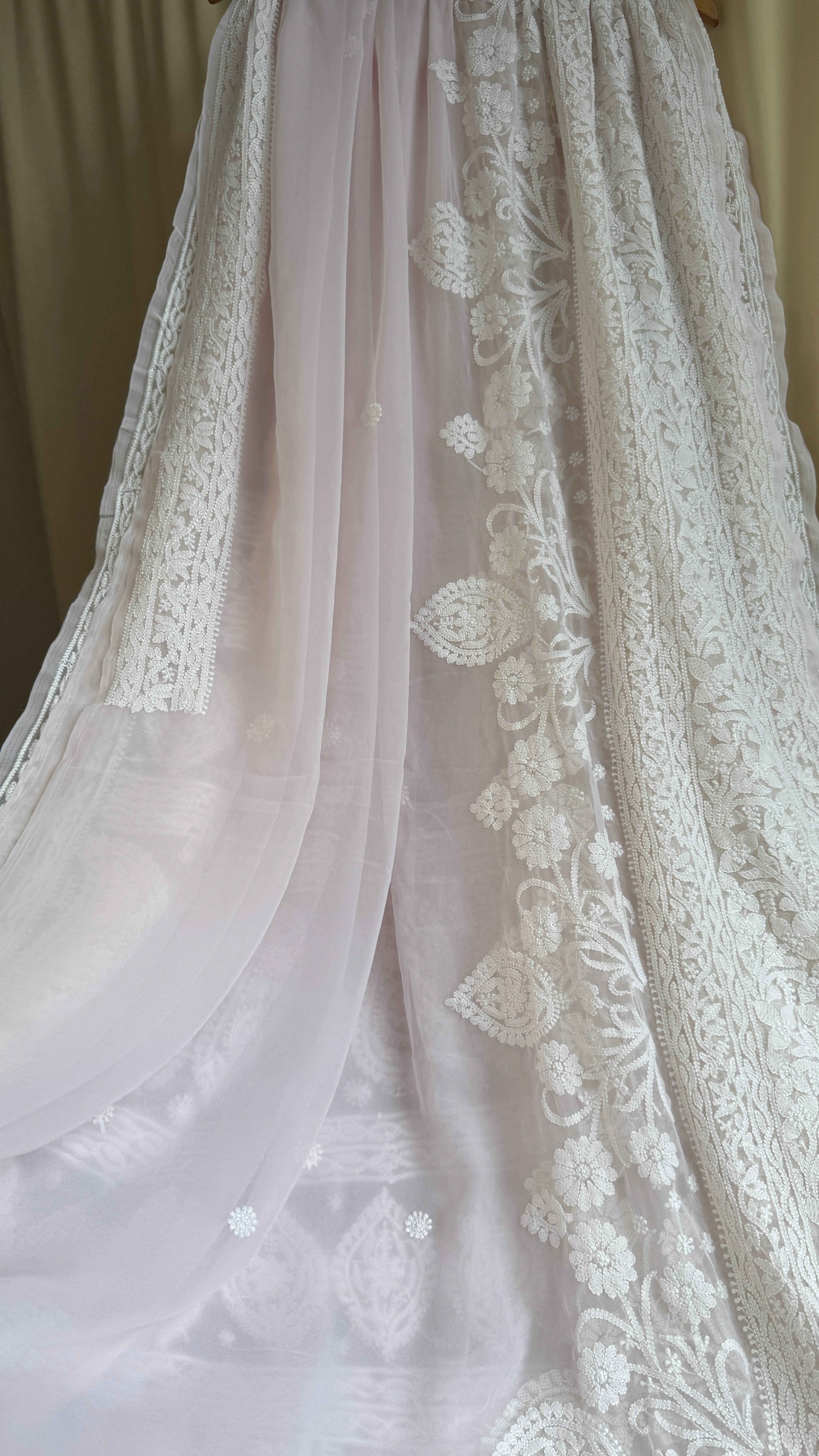 Georgette Chikankari saree in Pale Pink