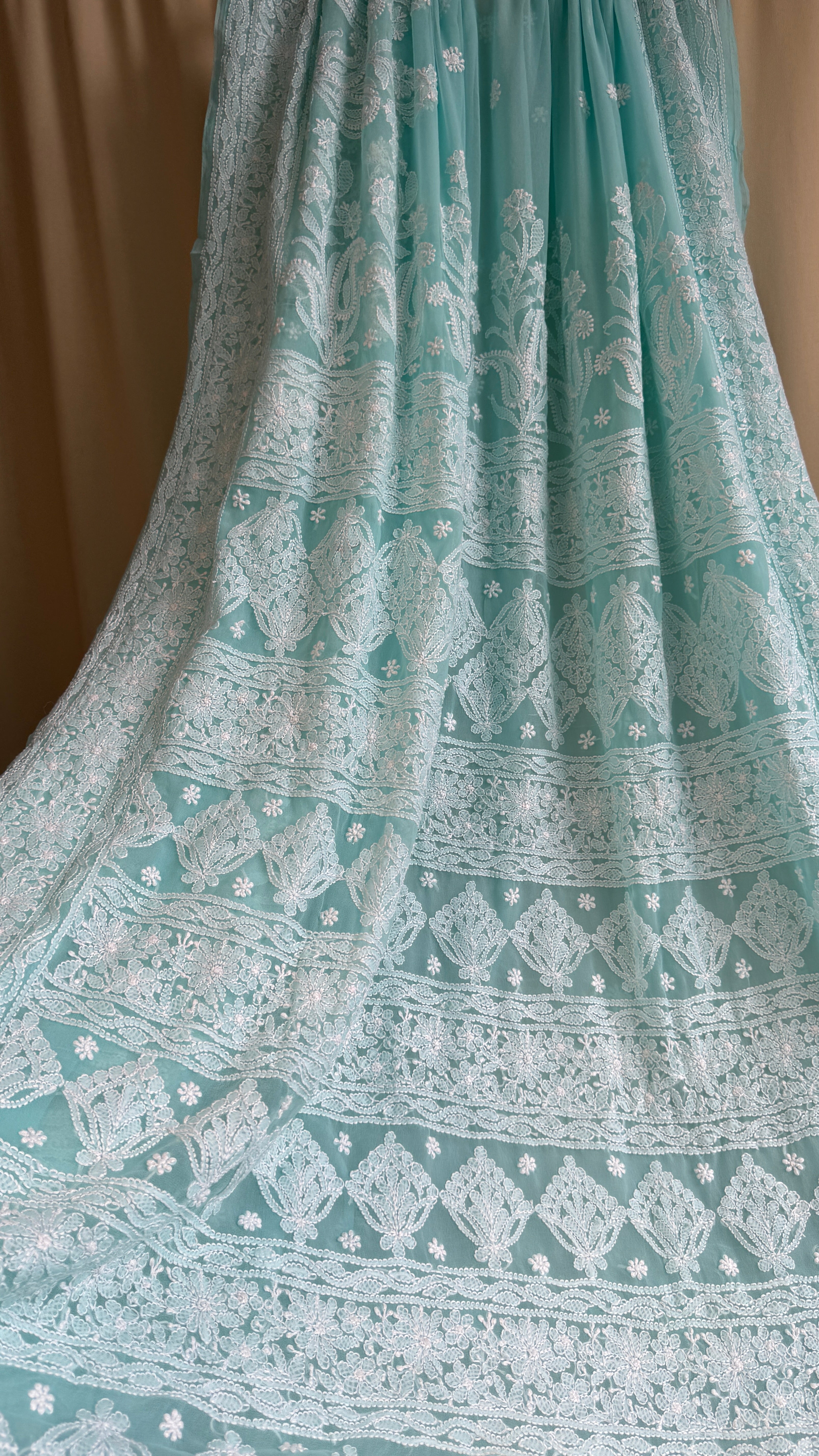 Georgette Chikankari saree in Blue