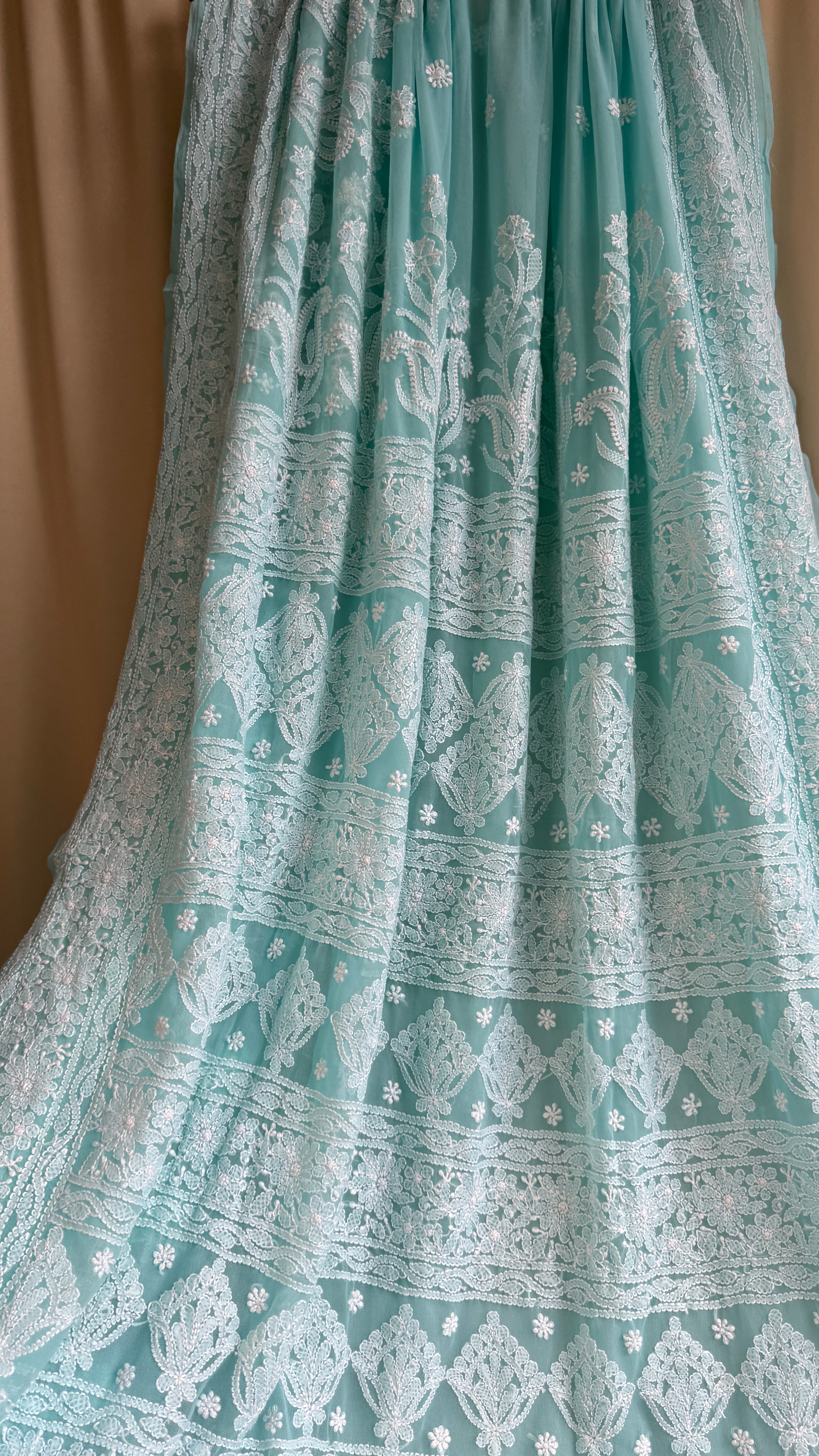 Georgette Chikankari saree in Blue