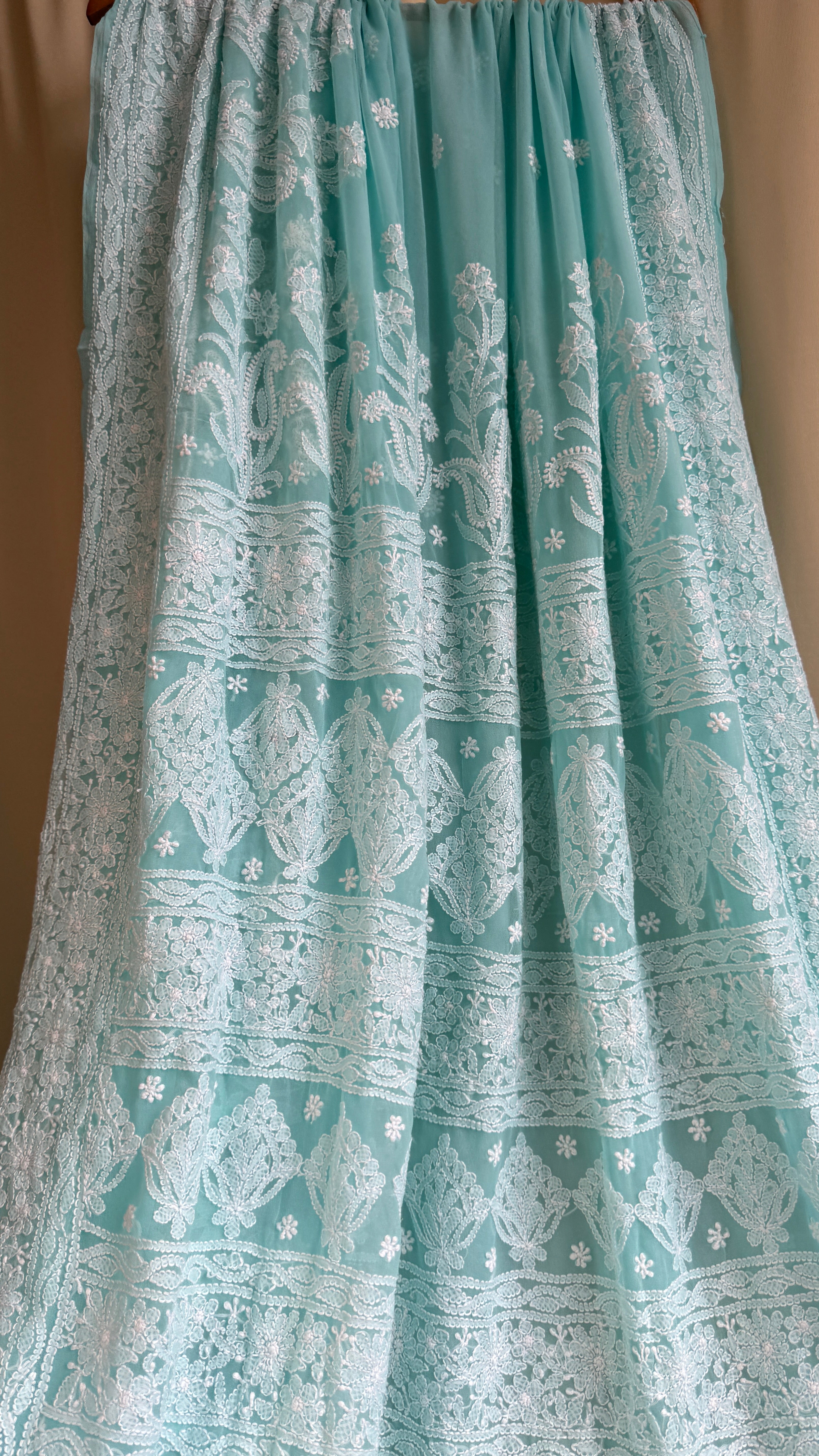 Georgette Chikankari saree in Blue