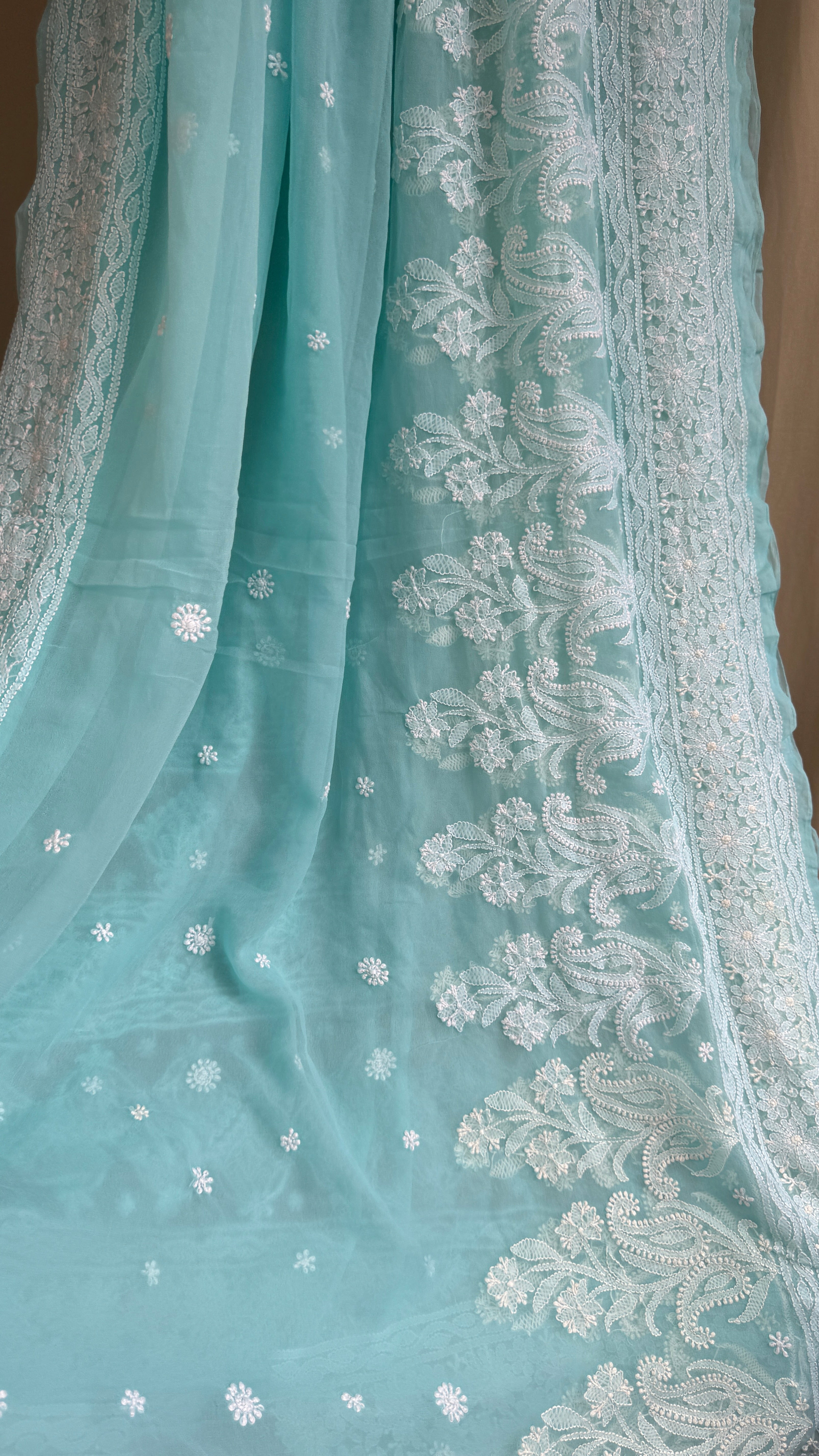 Georgette Chikankari saree in Blue