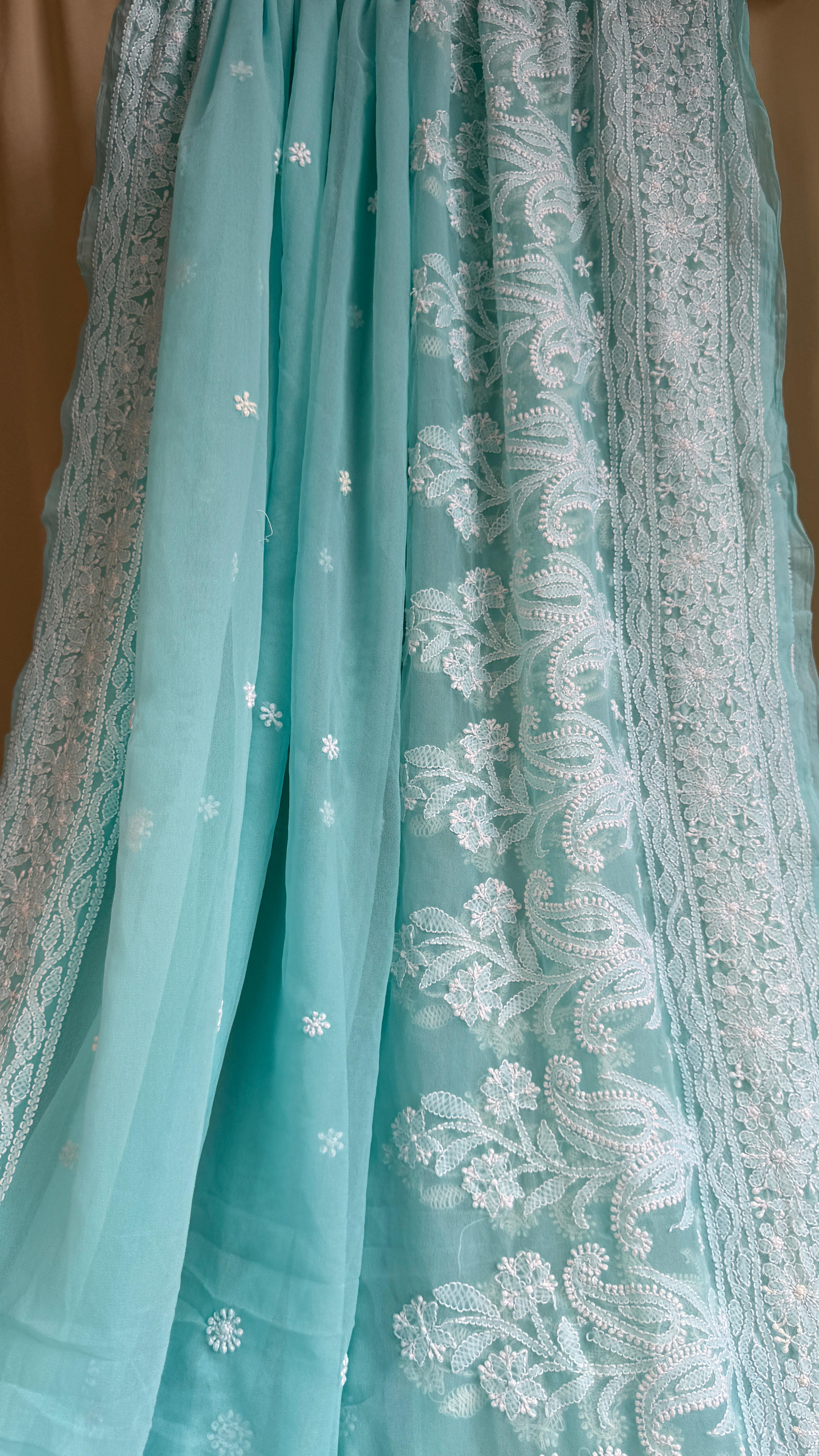 Georgette Chikankari saree in Blue