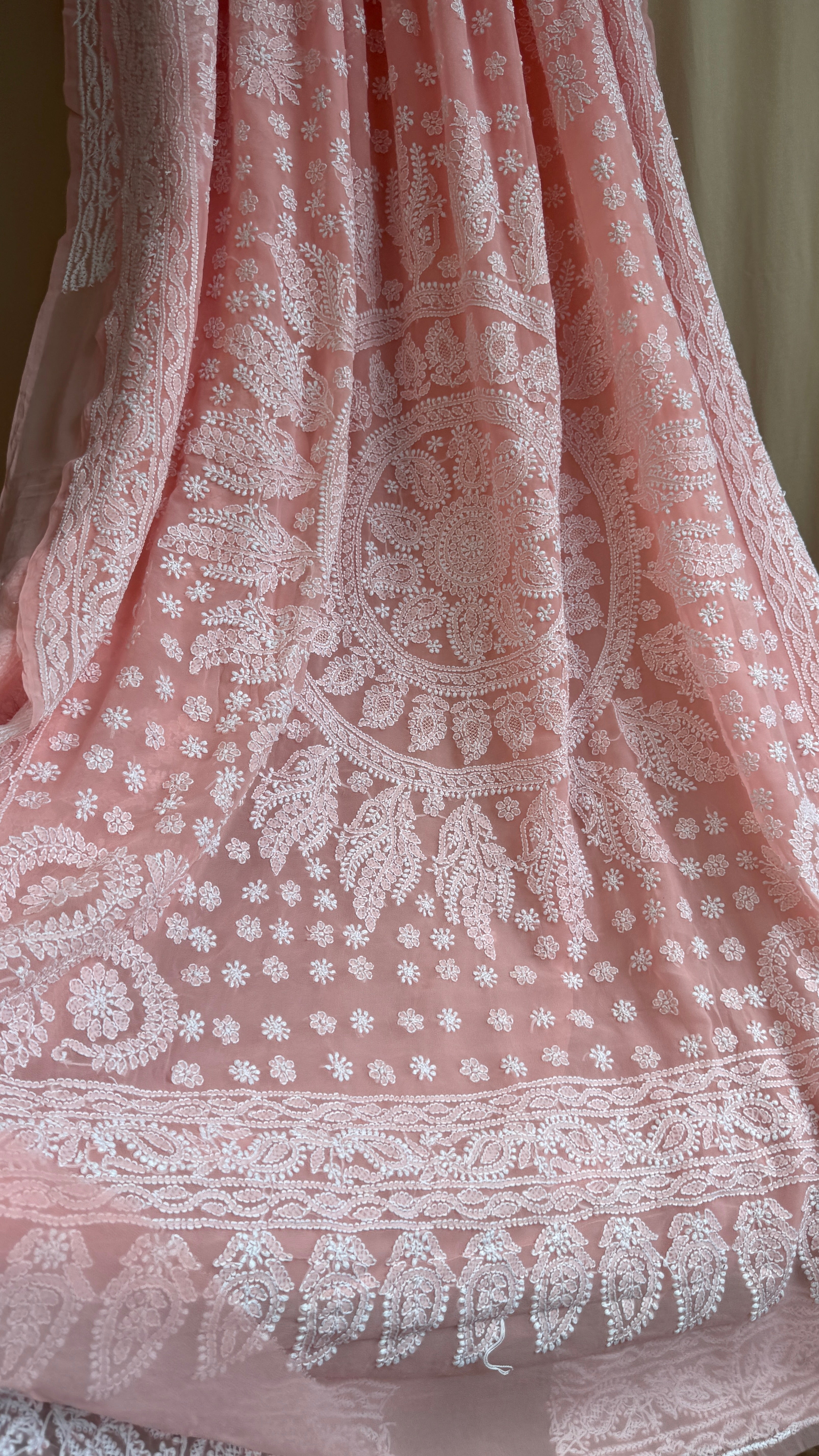 Georgette Chikankari saree in Peach