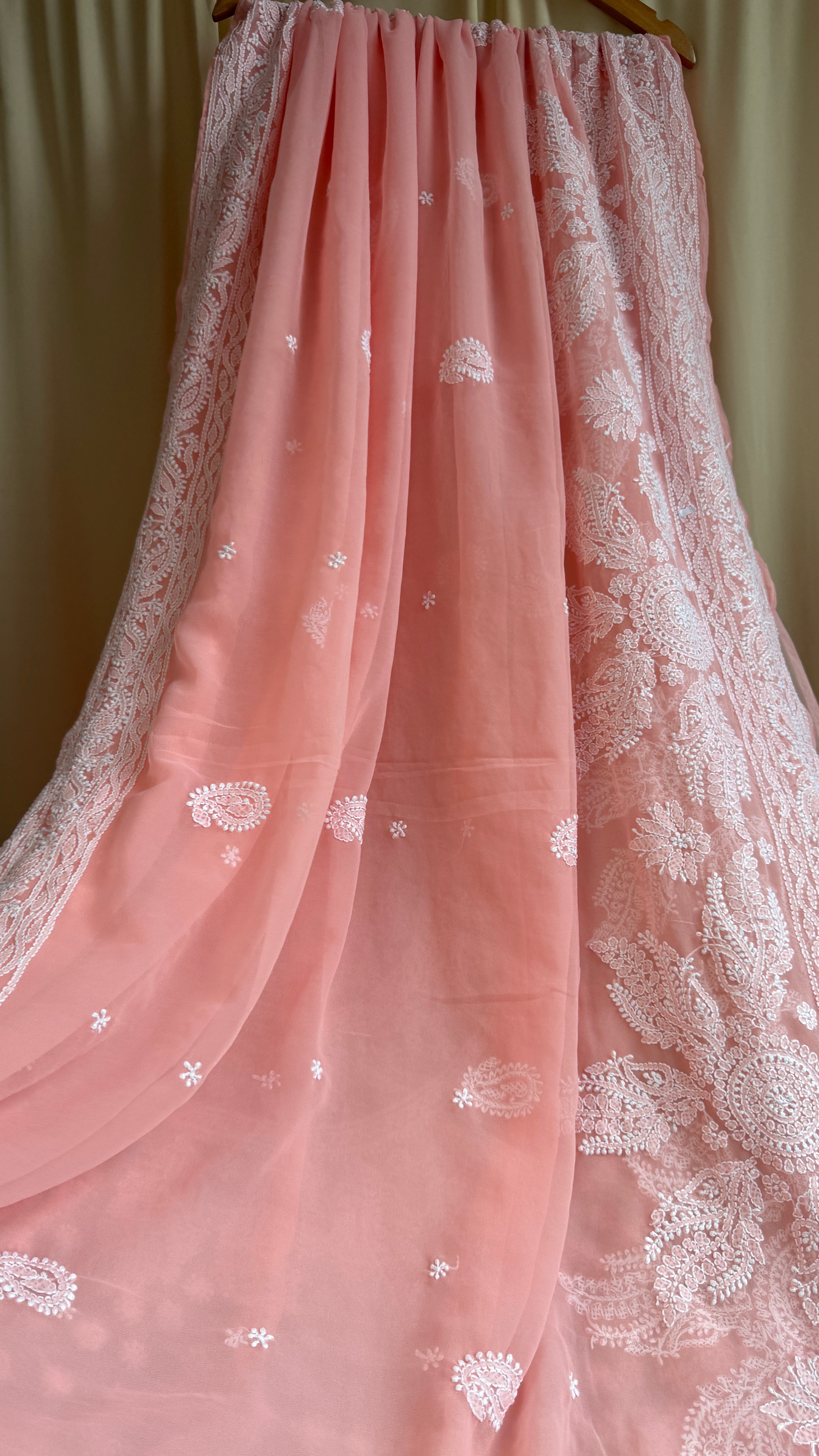 Georgette Chikankari saree in Peach