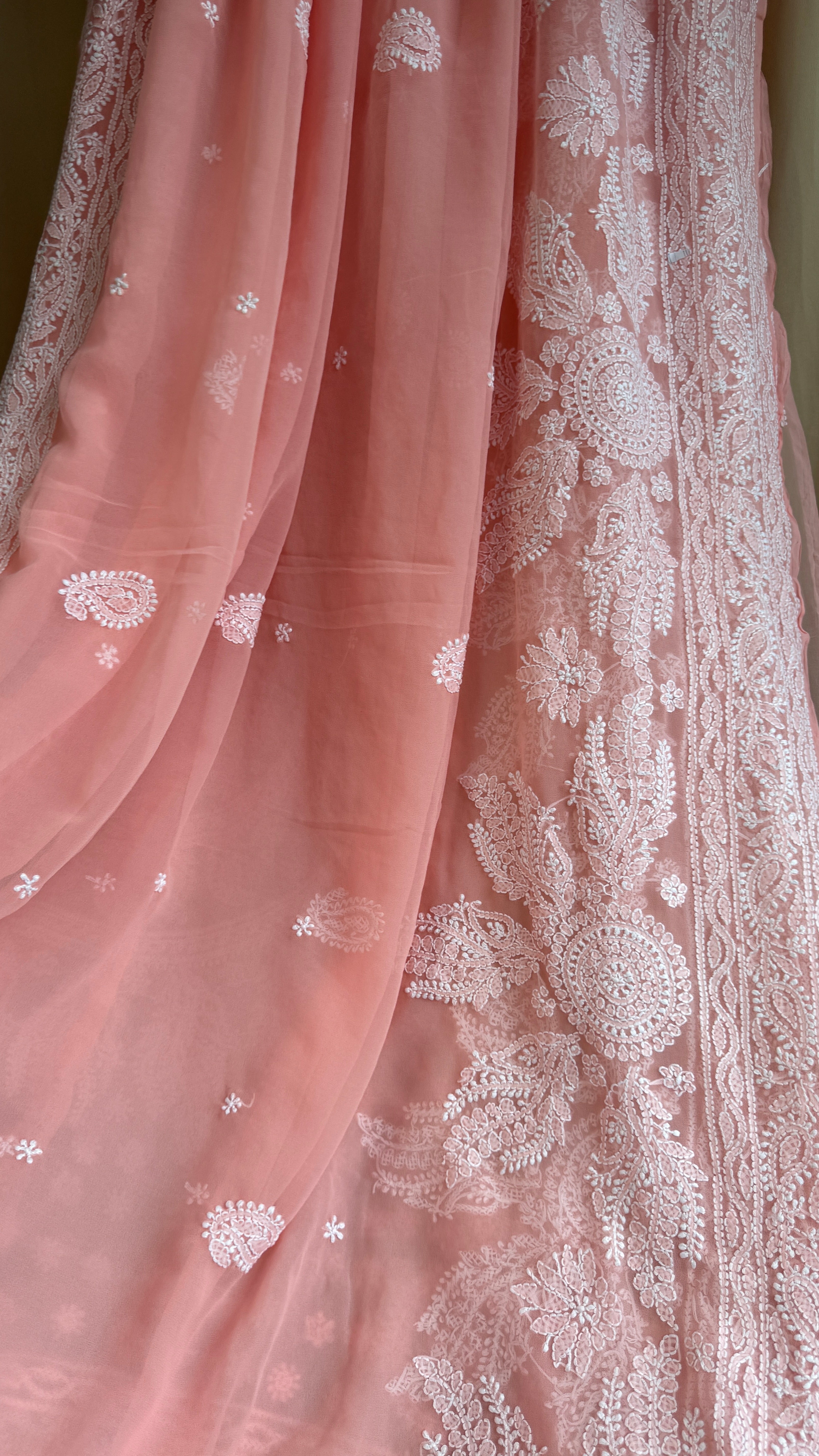 Georgette Chikankari saree in Peach