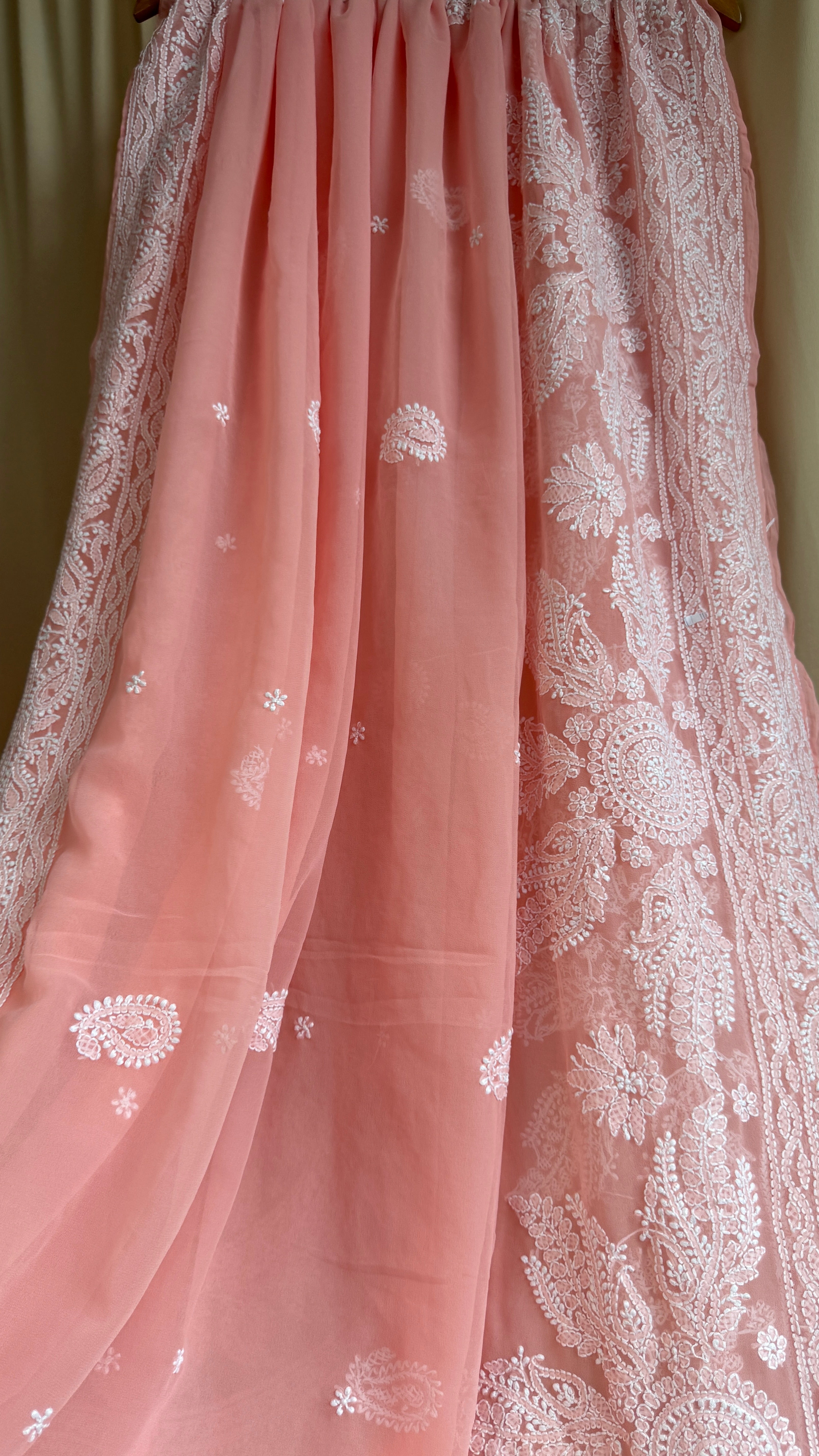 Georgette Chikankari saree in Peach