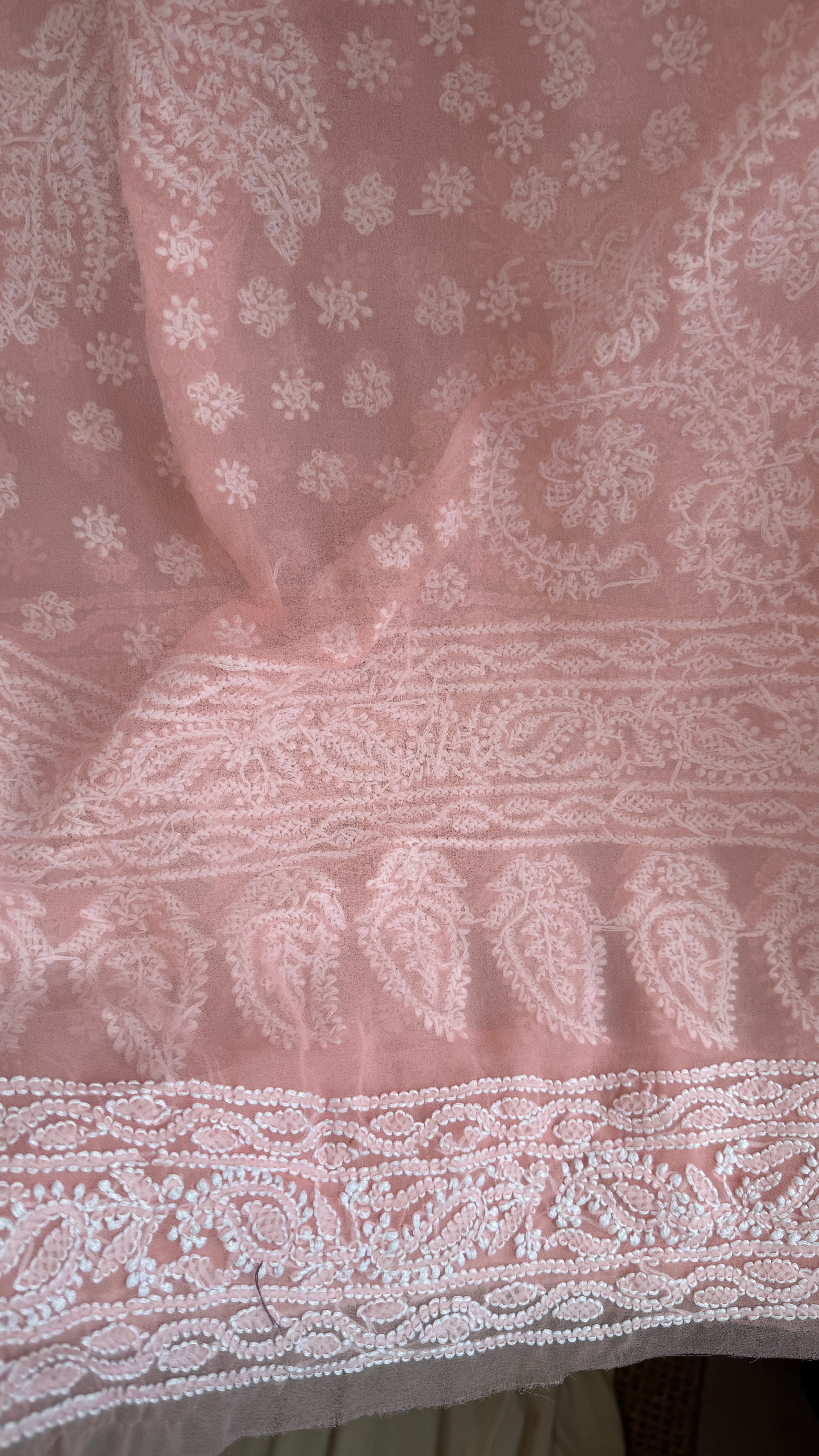 Georgette Chikankari saree in Peach