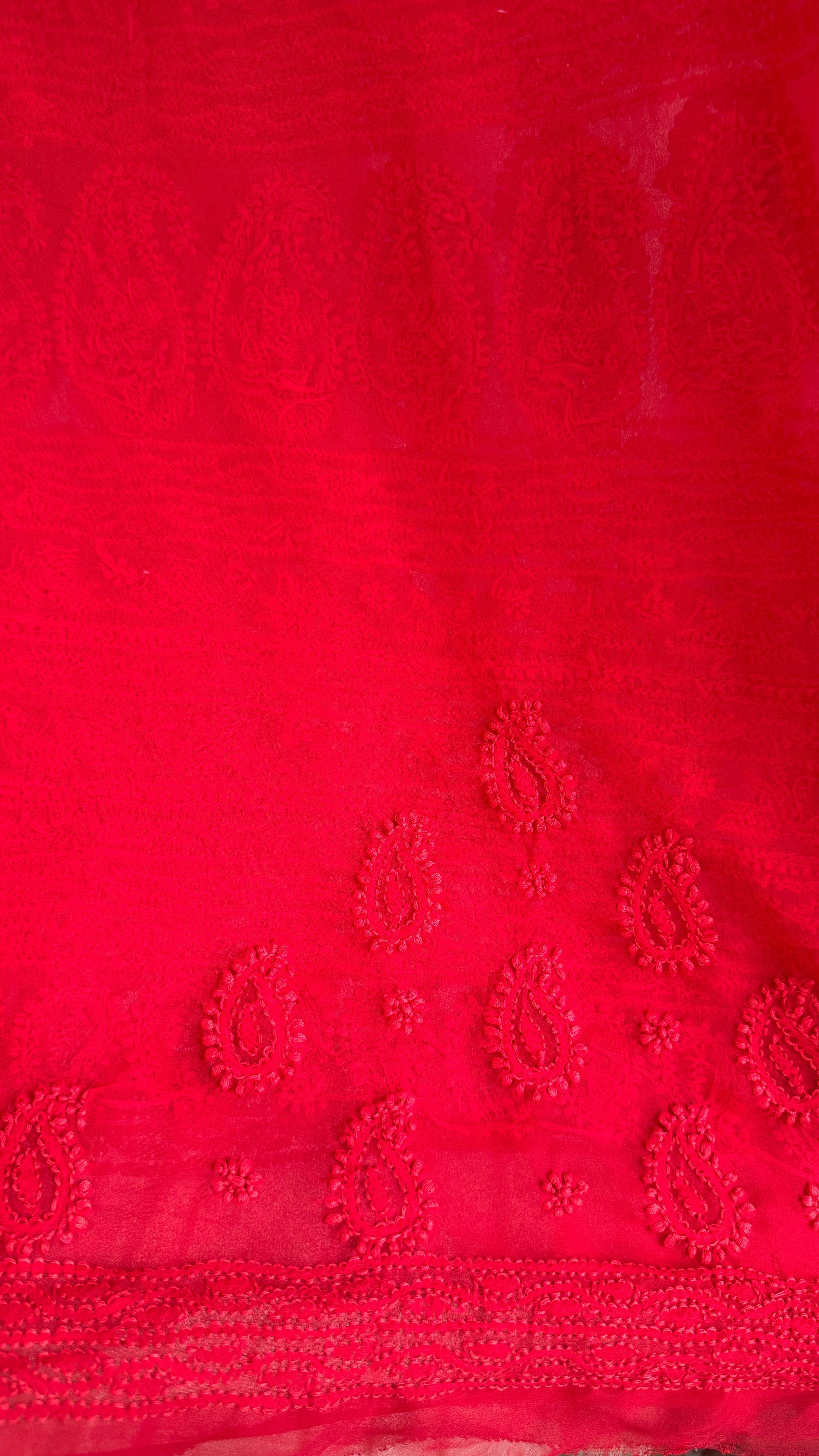 Georgette Chikankari saree in Red