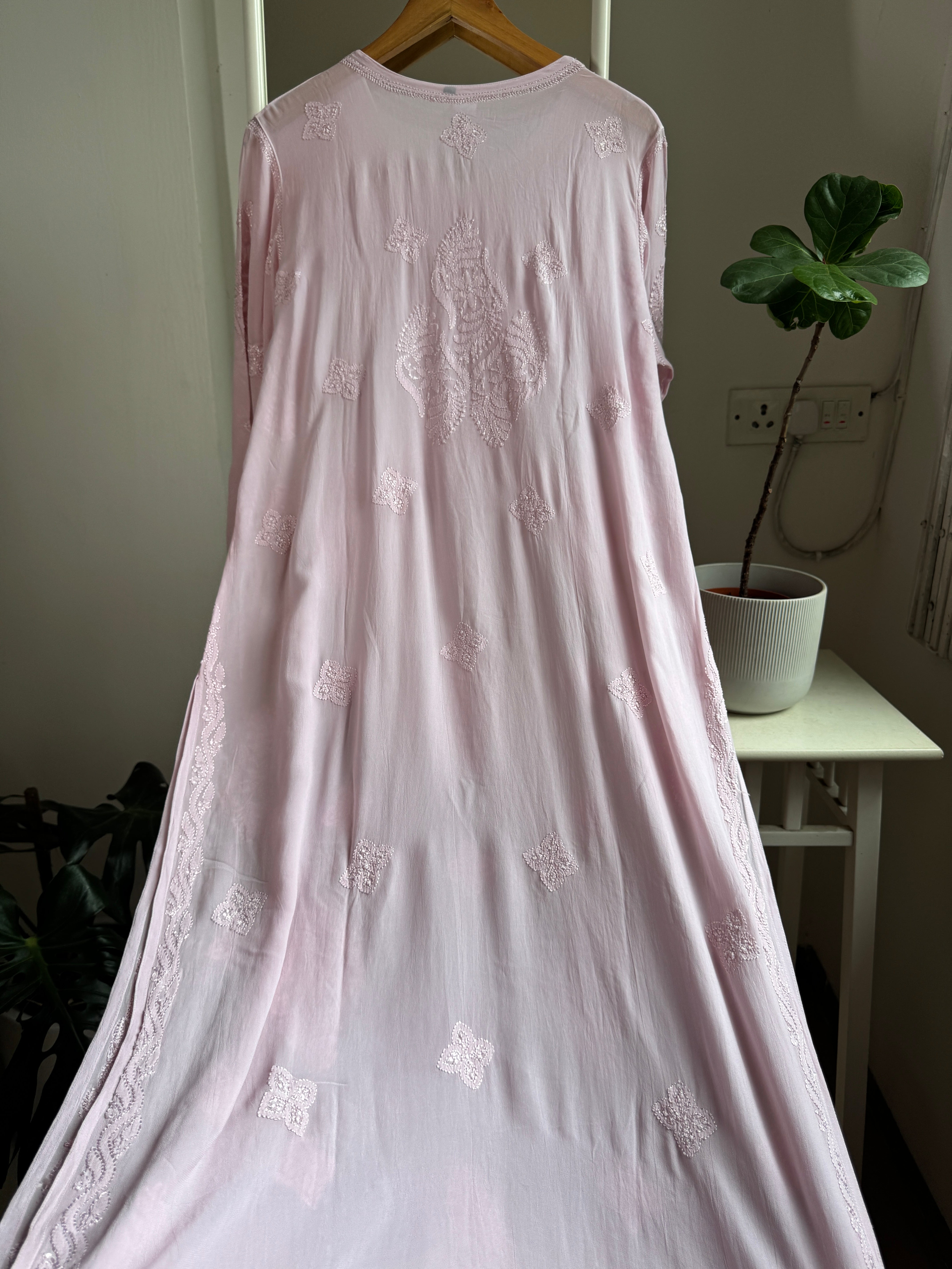 Viscose Kurti - Gala Booti- Nude Pink ARIAA CHIKANKARI 