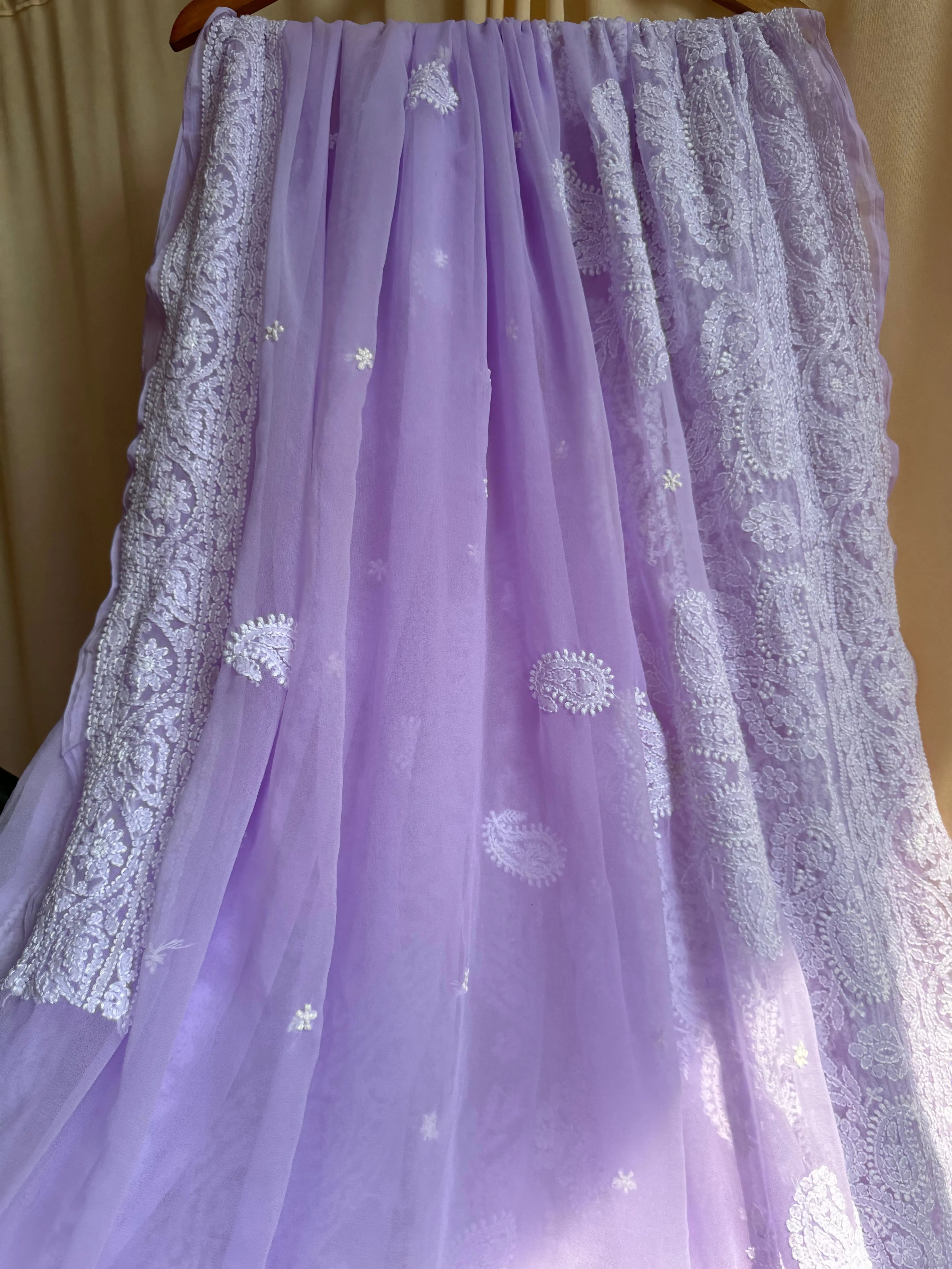 Georgette Chikankari saree in Lilac ARIAA CHIKANKARI 