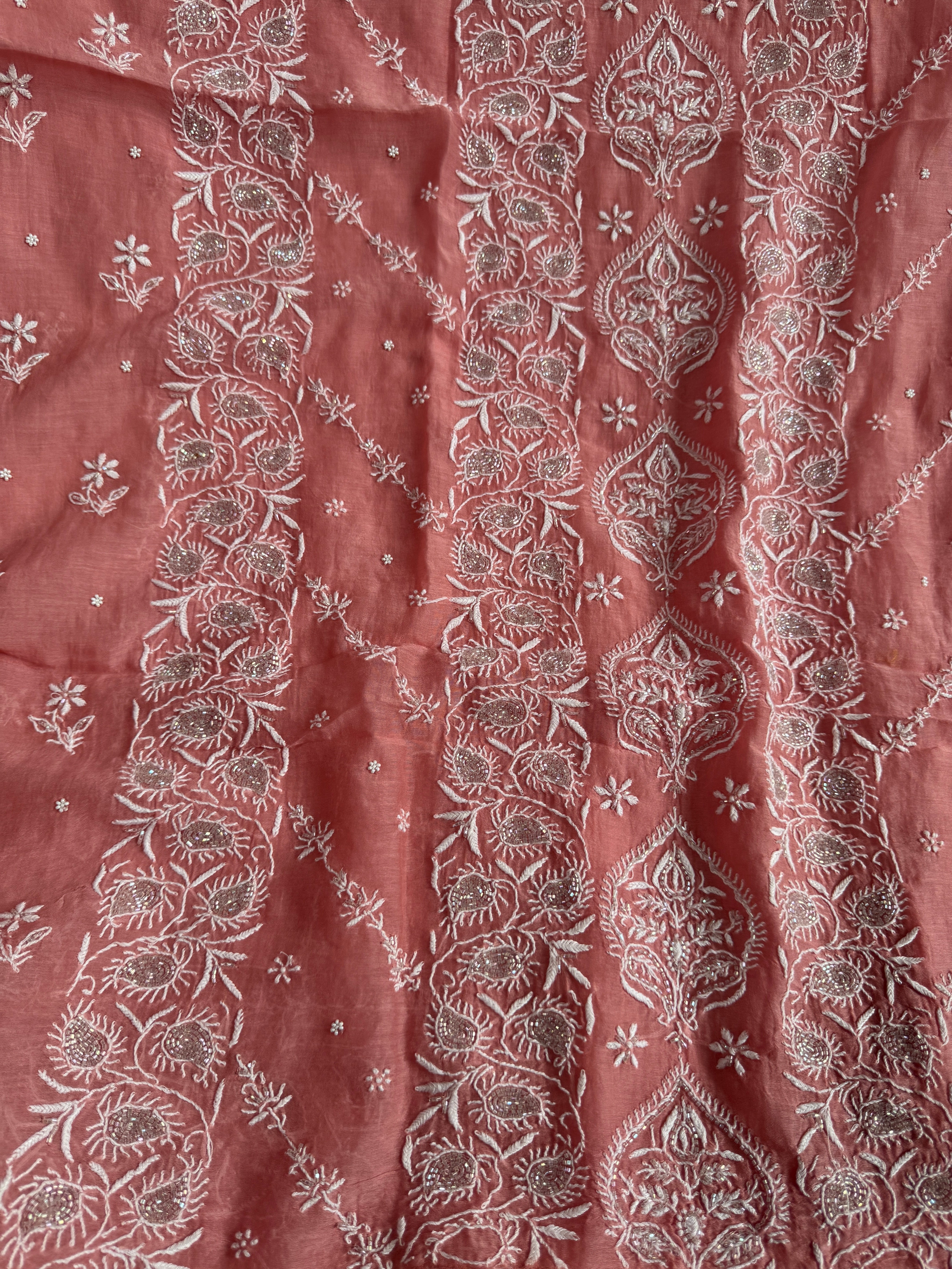 Mul Chanderi Chikankari  - Rosewood ARIAA CHIKANKARI 