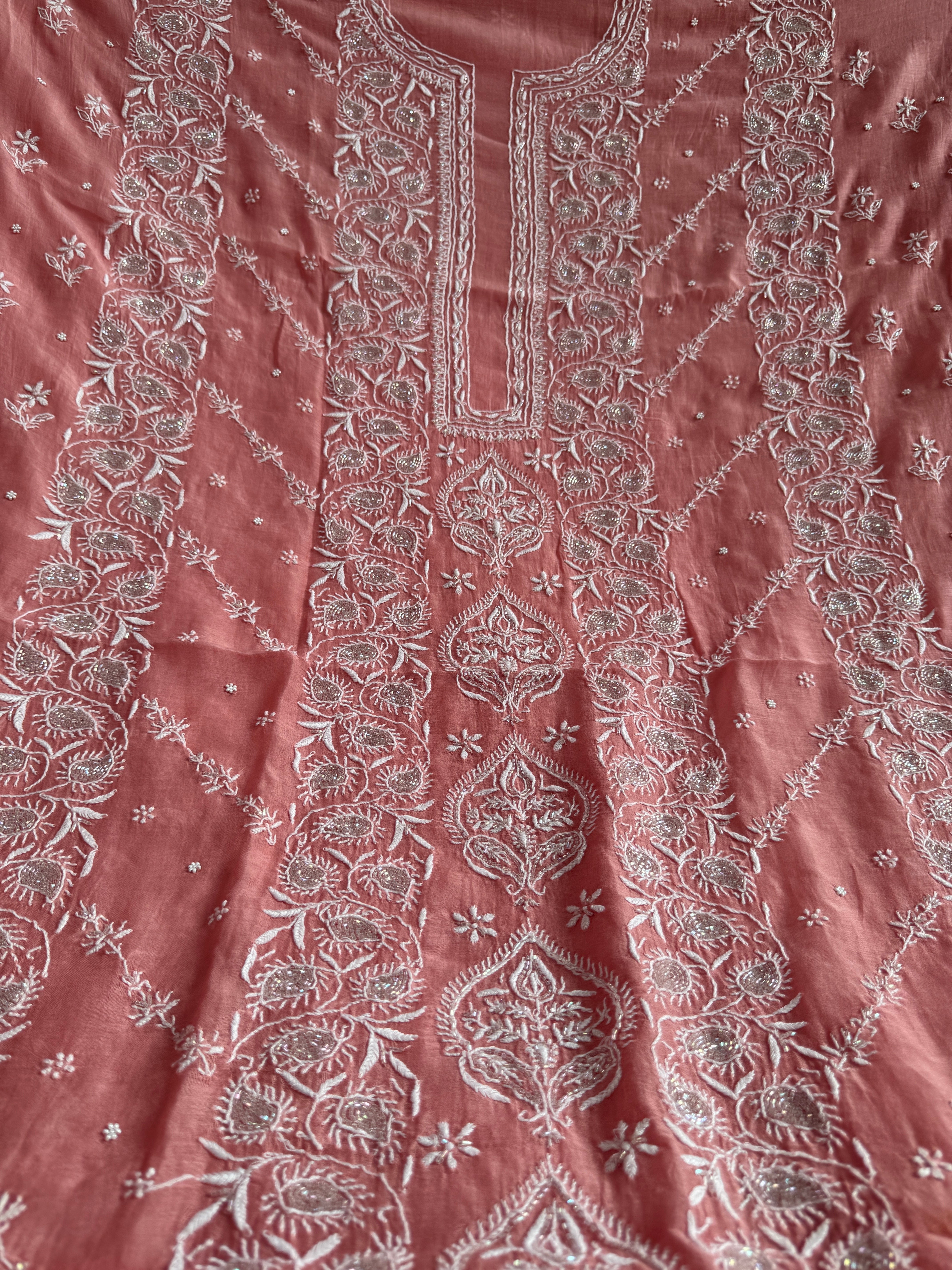Mul Chanderi Chikankari  - Rosewood ARIAA CHIKANKARI 