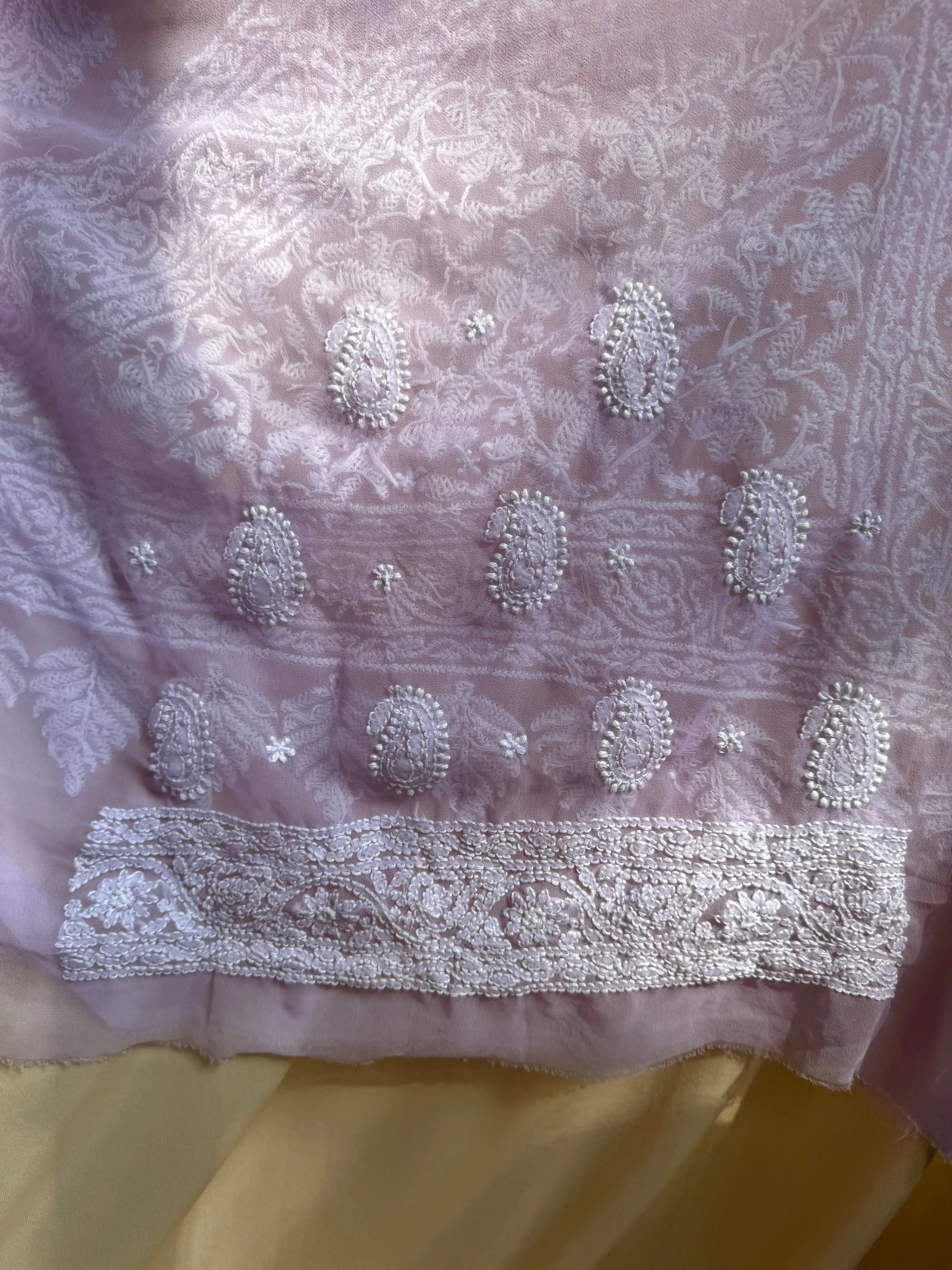 Georgette Chikankari saree in Lilac ARIAA CHIKANKARI 