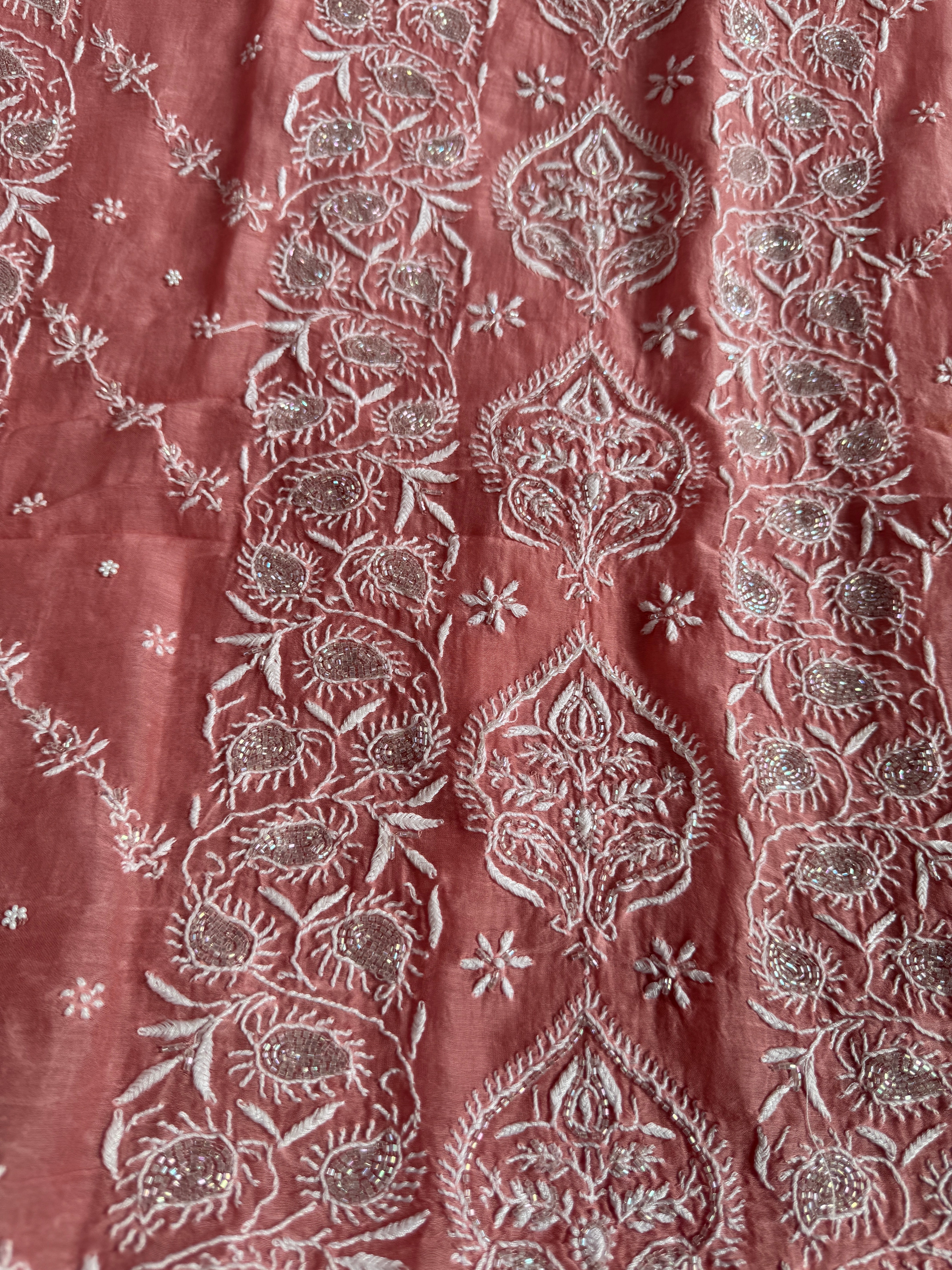 Mul Chanderi Chikankari  - Rosewood ARIAA CHIKANKARI 