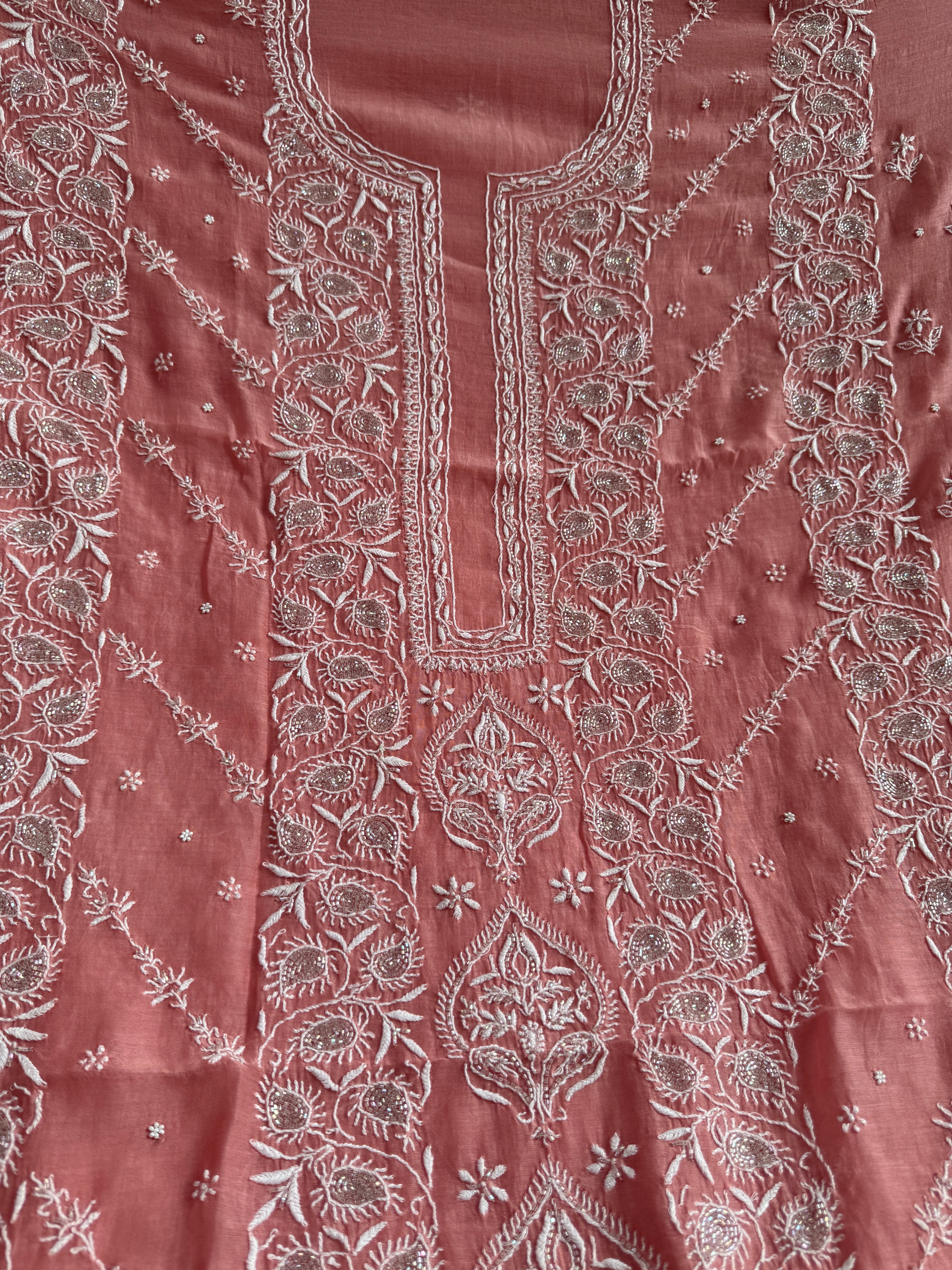 Mul Chanderi Chikankari  - Rosewood ARIAA CHIKANKARI 
