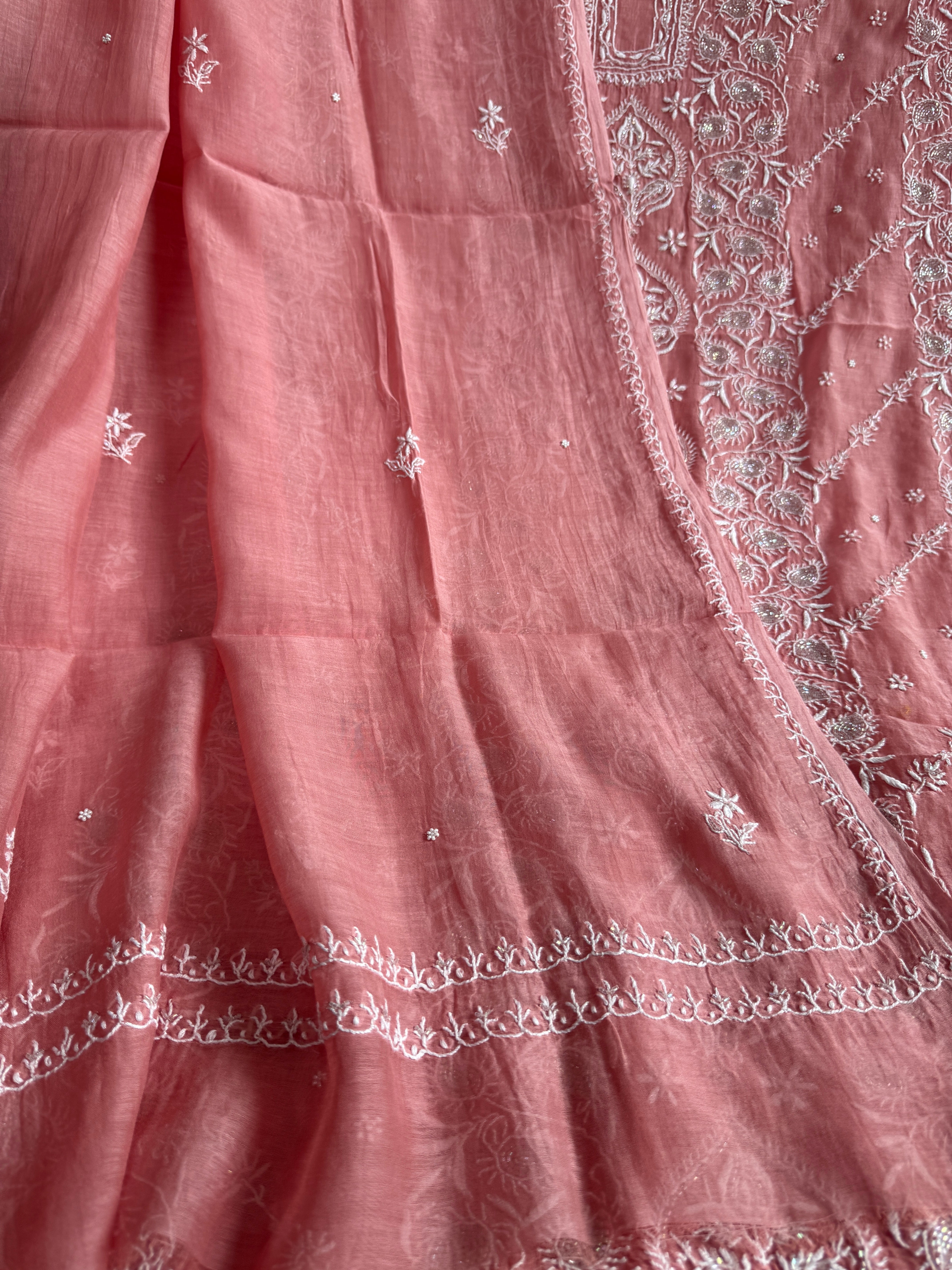 Mul Chanderi Chikankari  - Rosewood ARIAA CHIKANKARI 