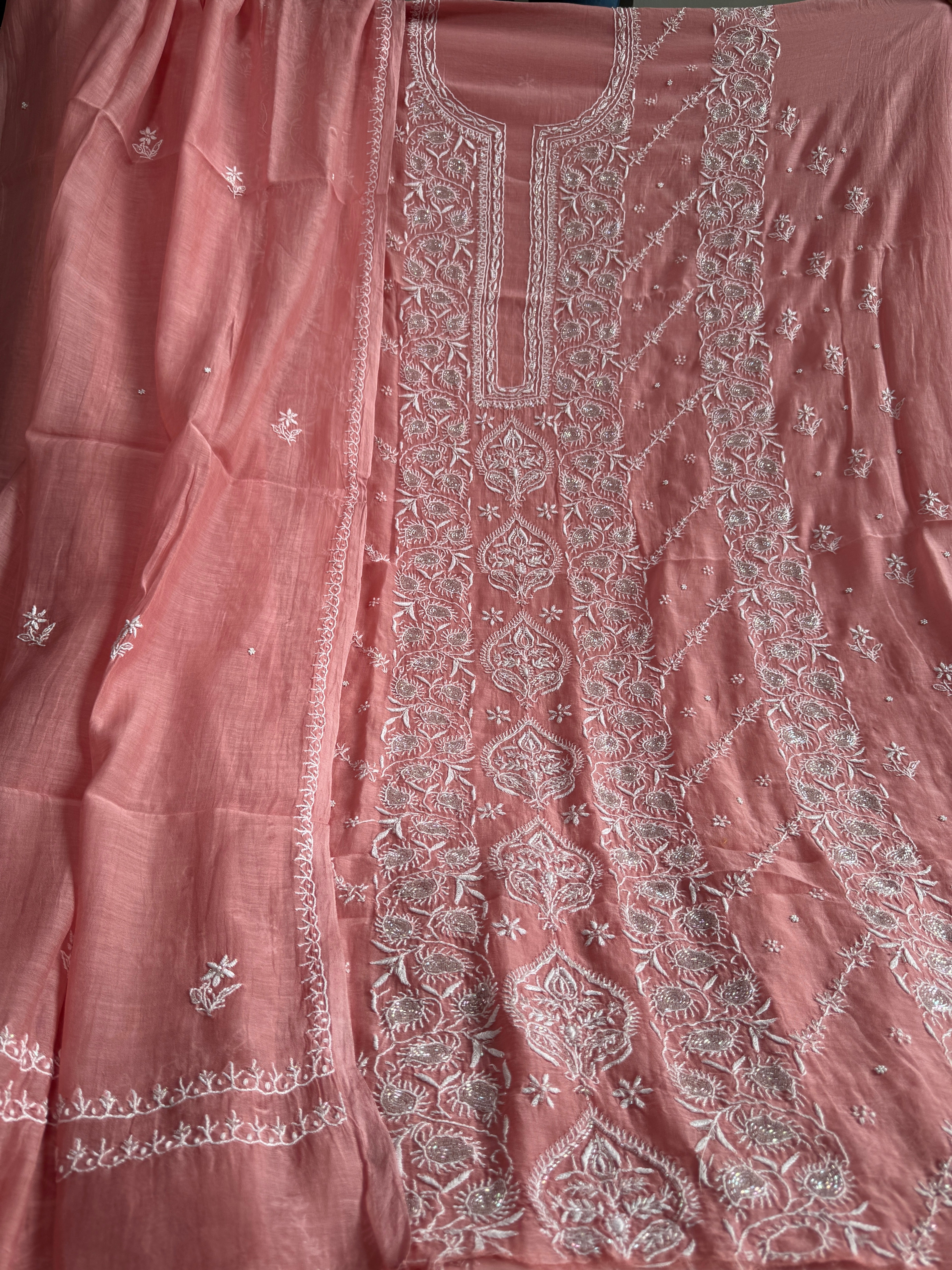 Mul Chanderi Chikankari  - Rosewood ARIAA CHIKANKARI 