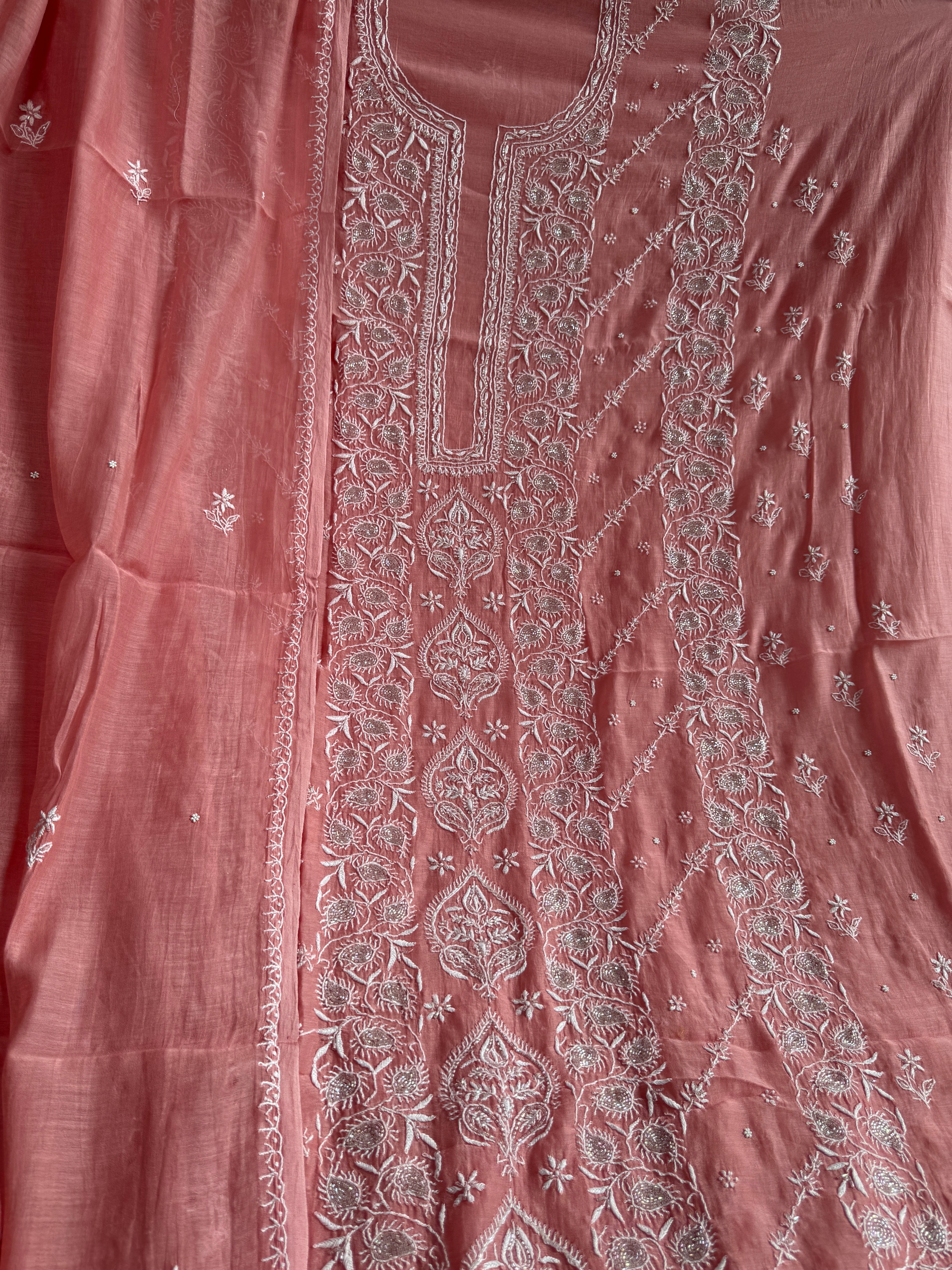 Mul Chanderi Chikankari  - Rosewood ARIAA CHIKANKARI 