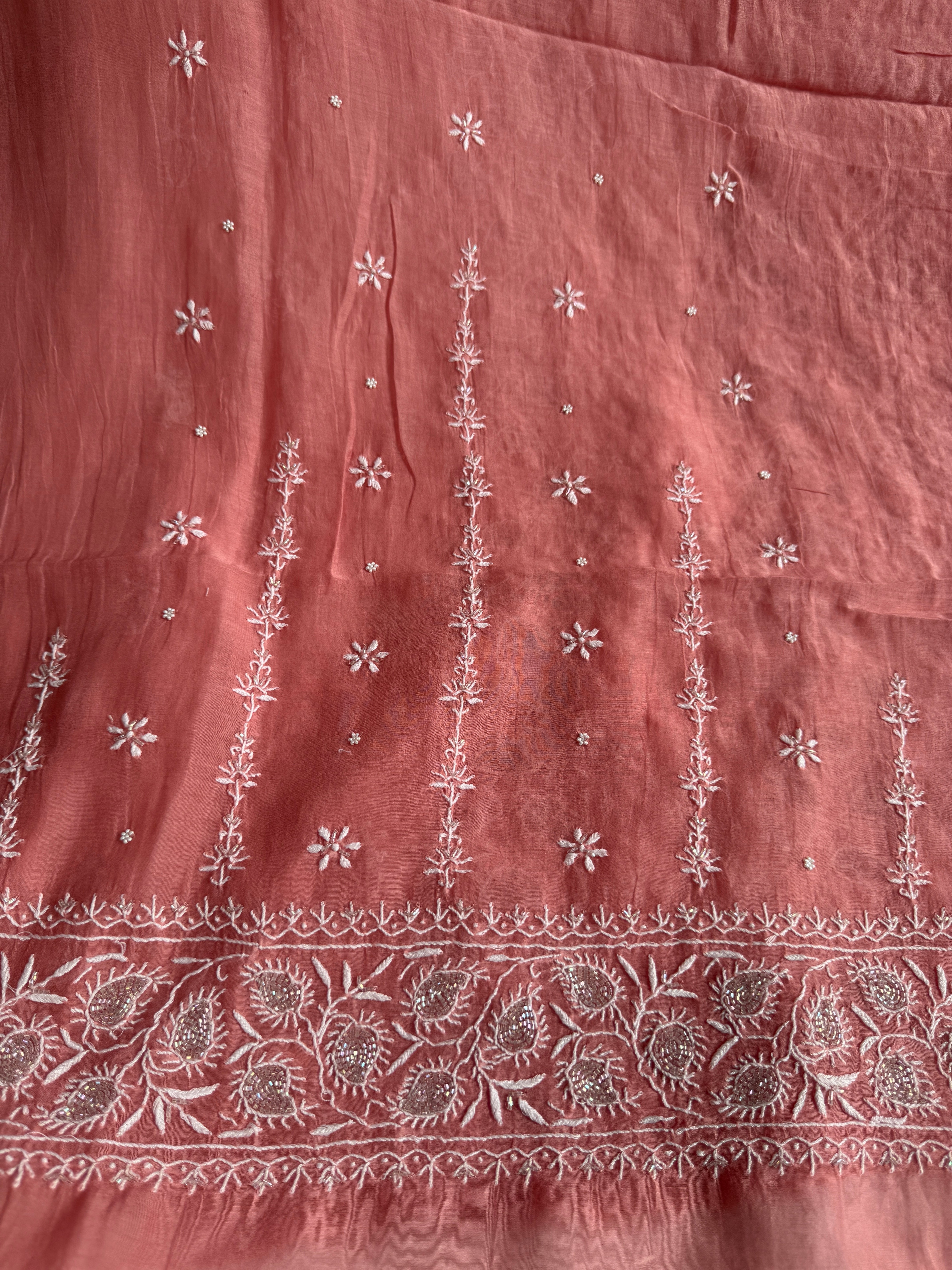 Mul Chanderi Chikankari  - Rosewood ARIAA CHIKANKARI 