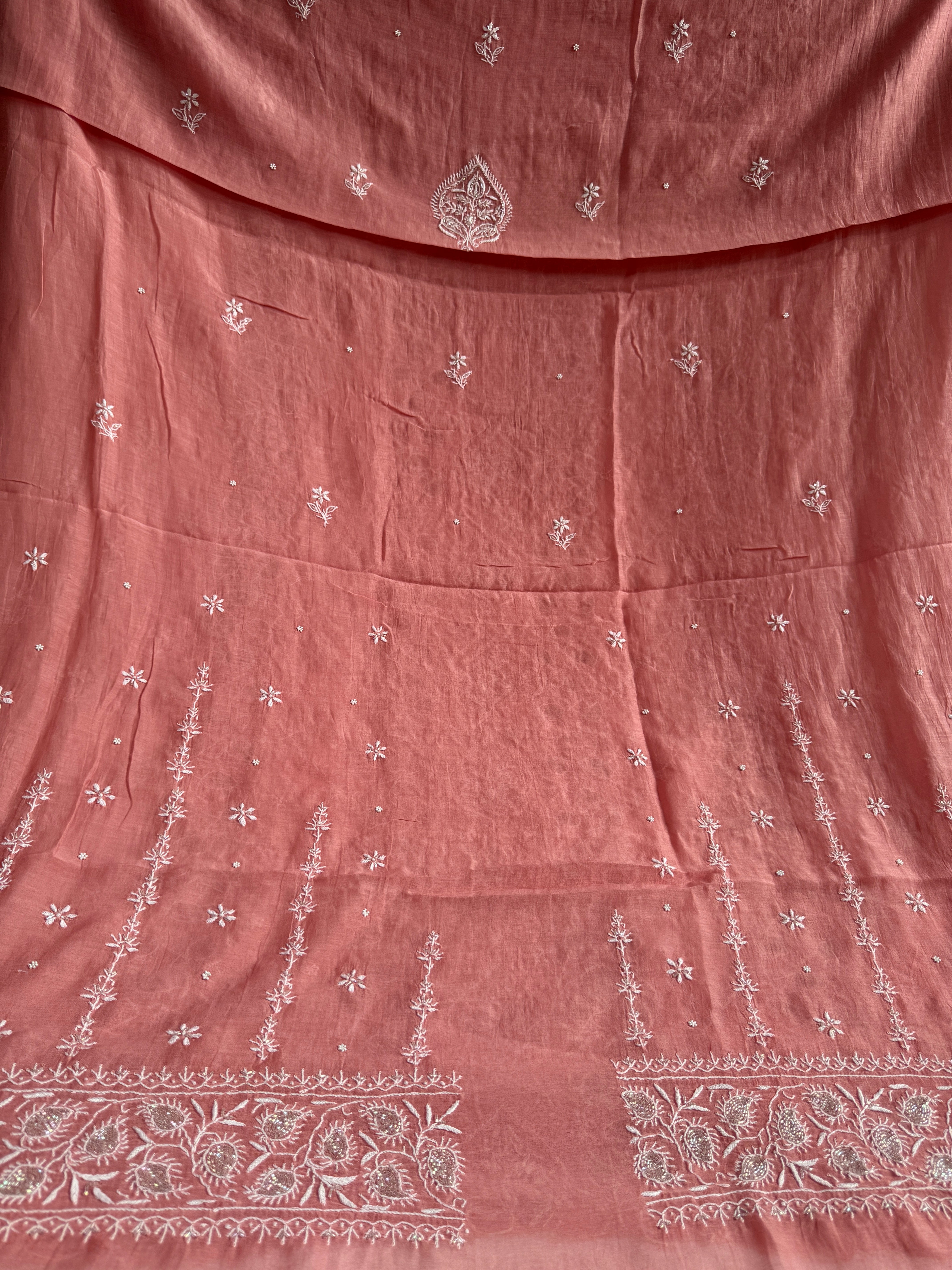 Mul Chanderi Chikankari  - Rosewood ARIAA CHIKANKARI 