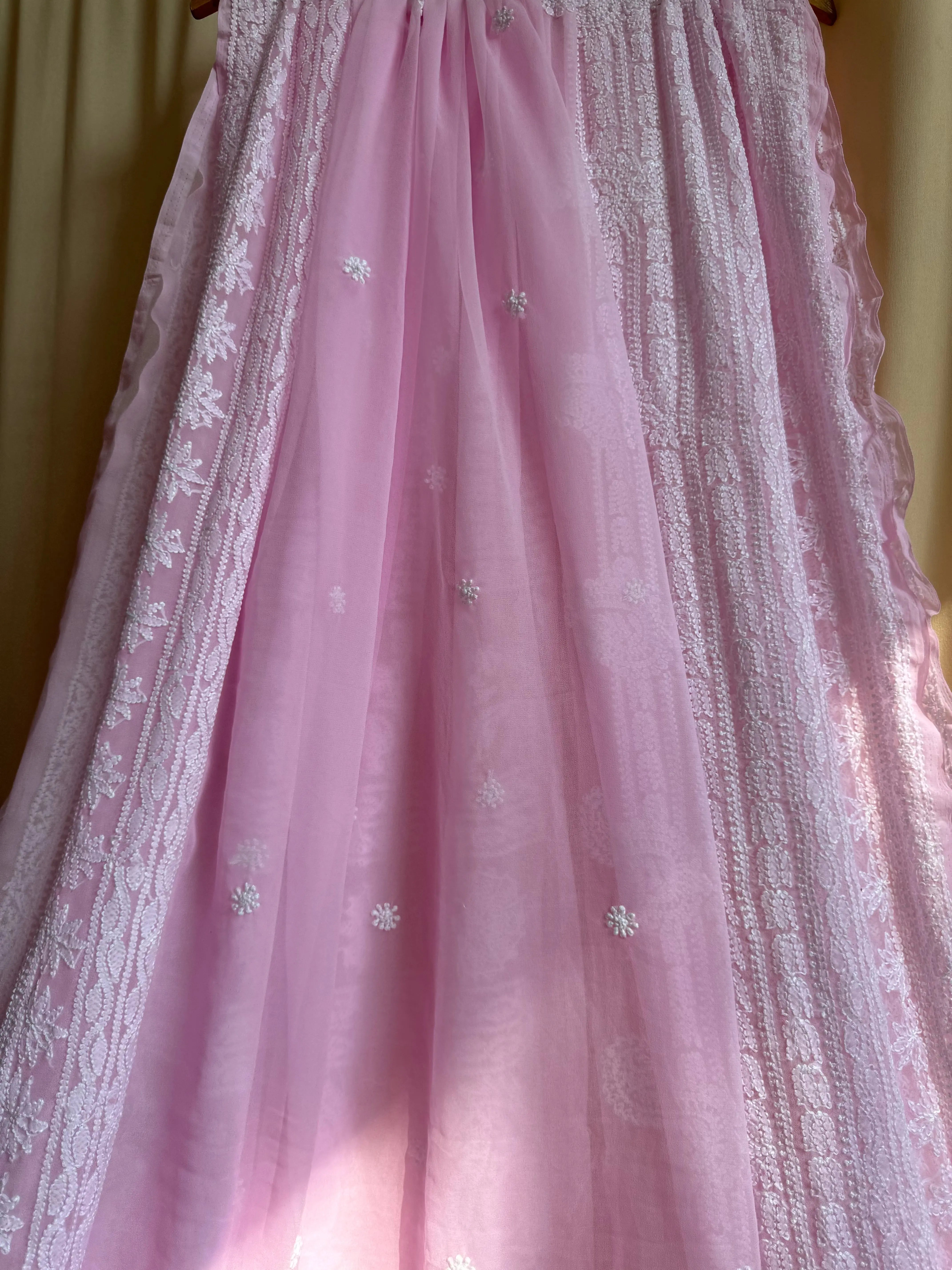 Georgette Chikankari saree in Pink ARIAA CHIKANKARI 