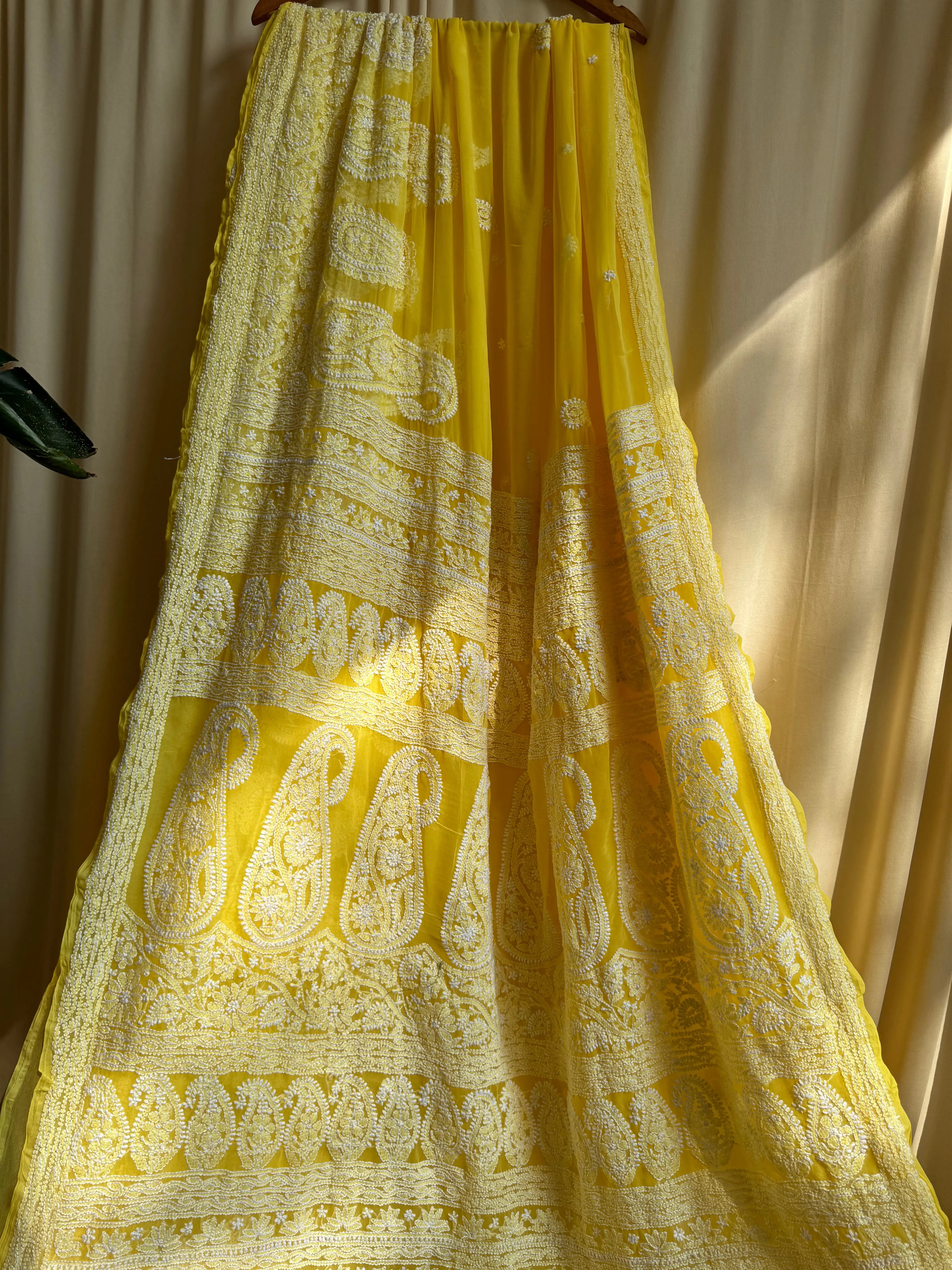 Georgette Chikankari saree in Yellow ARIAA CHIKANKARI 