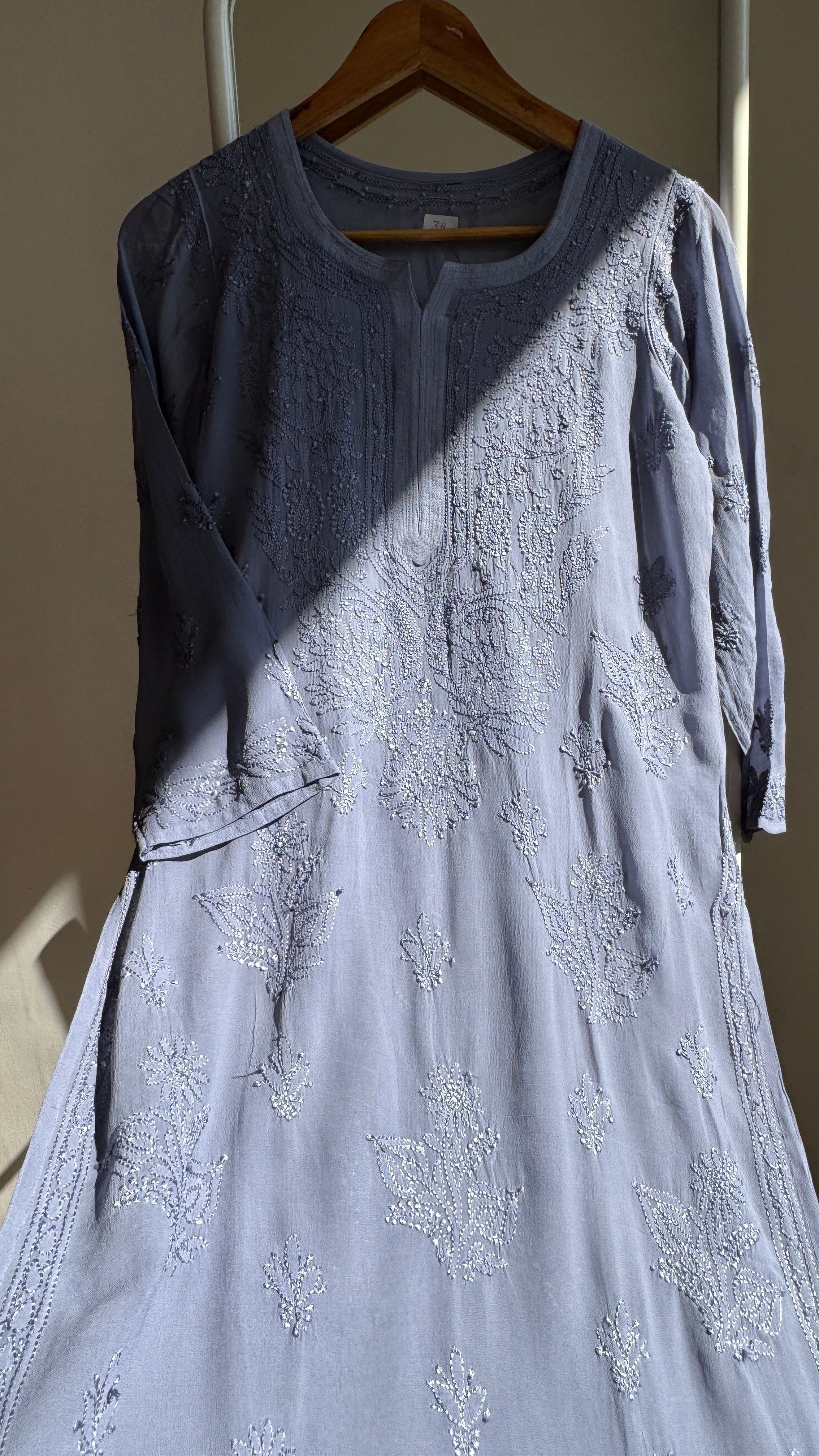 Viscose Kurti - Gala Booti- Cool Grey