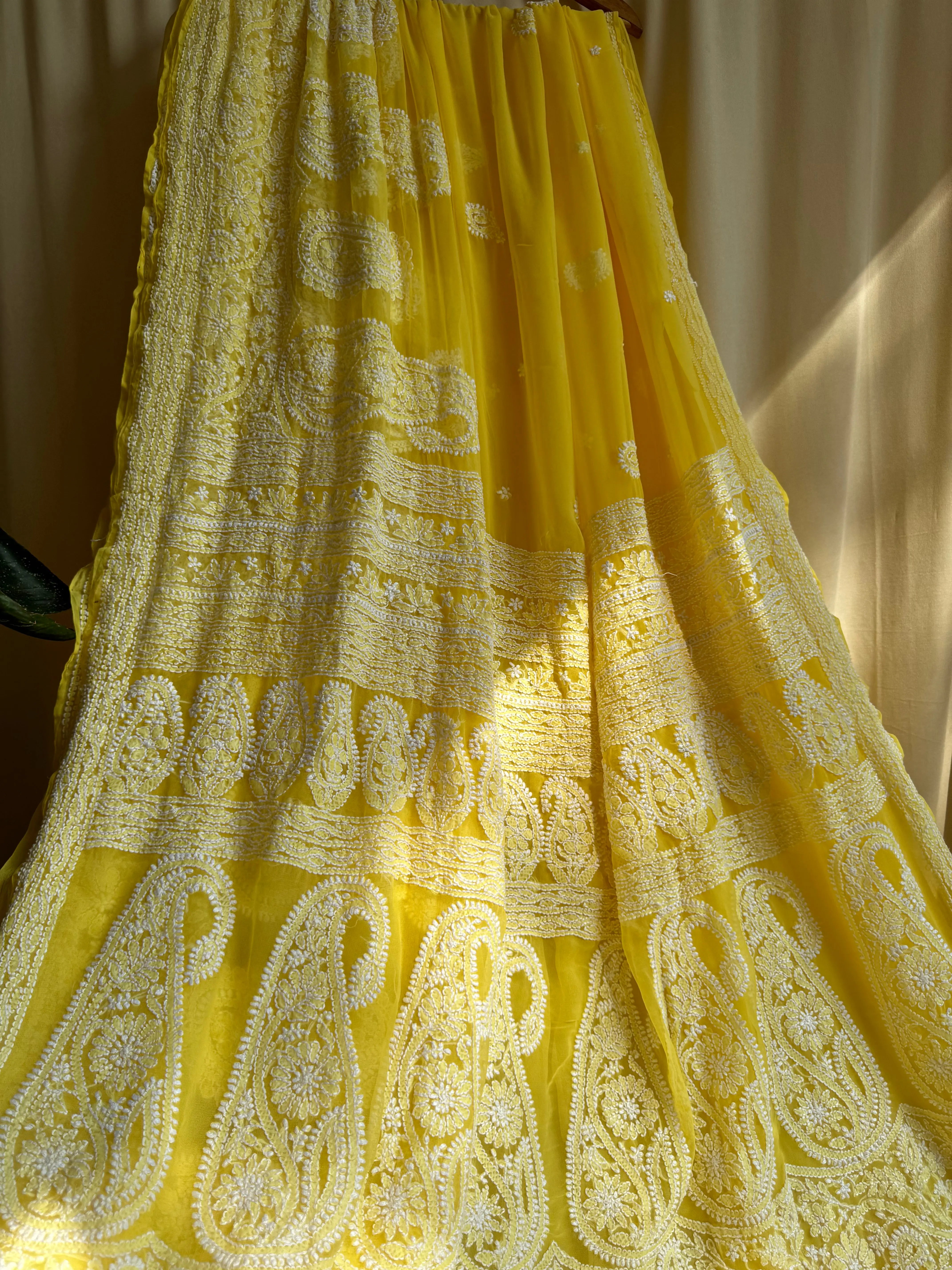 Georgette Chikankari saree in Yellow ARIAA CHIKANKARI 