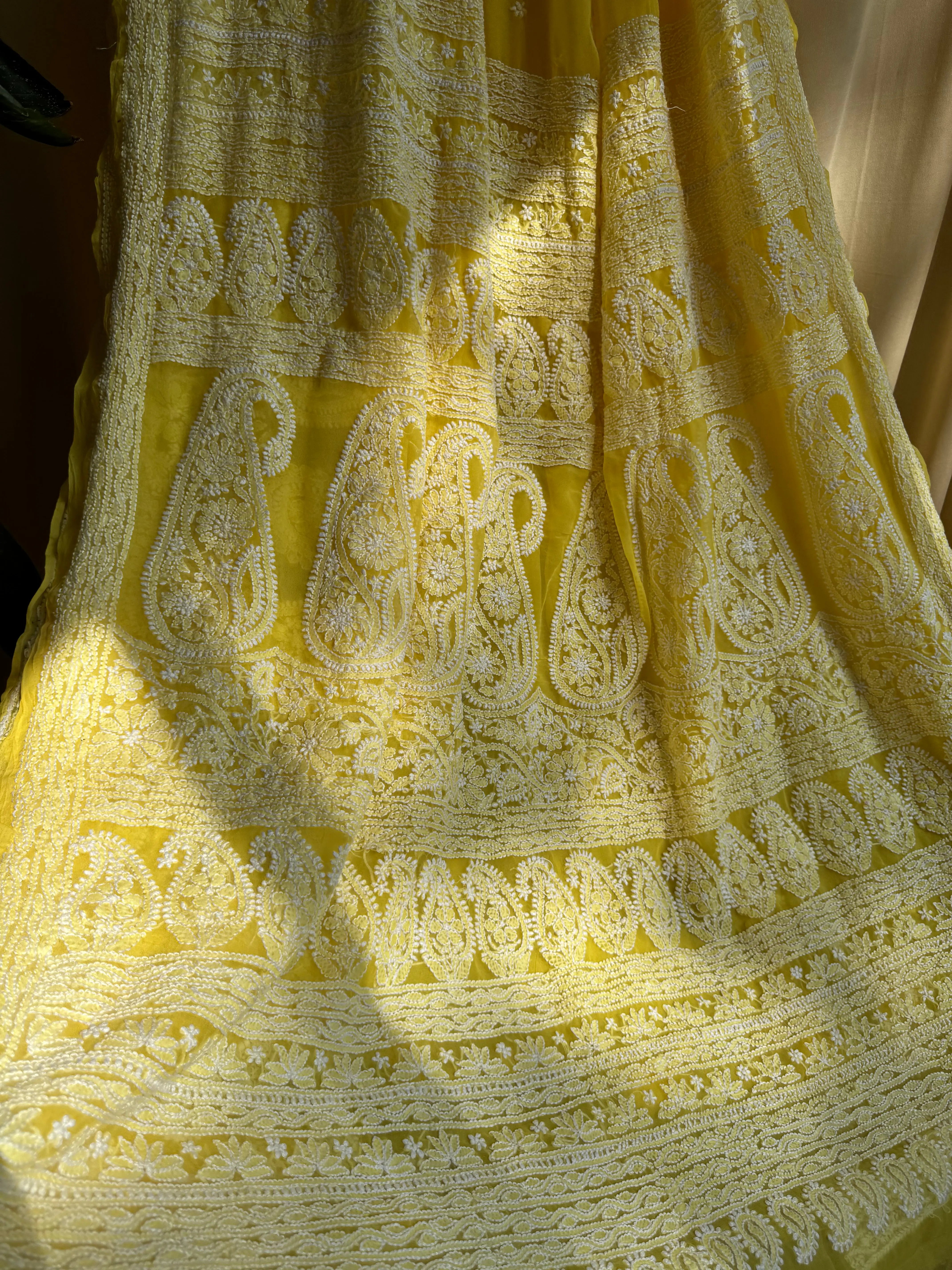 Georgette Chikankari saree in Yellow ARIAA CHIKANKARI 