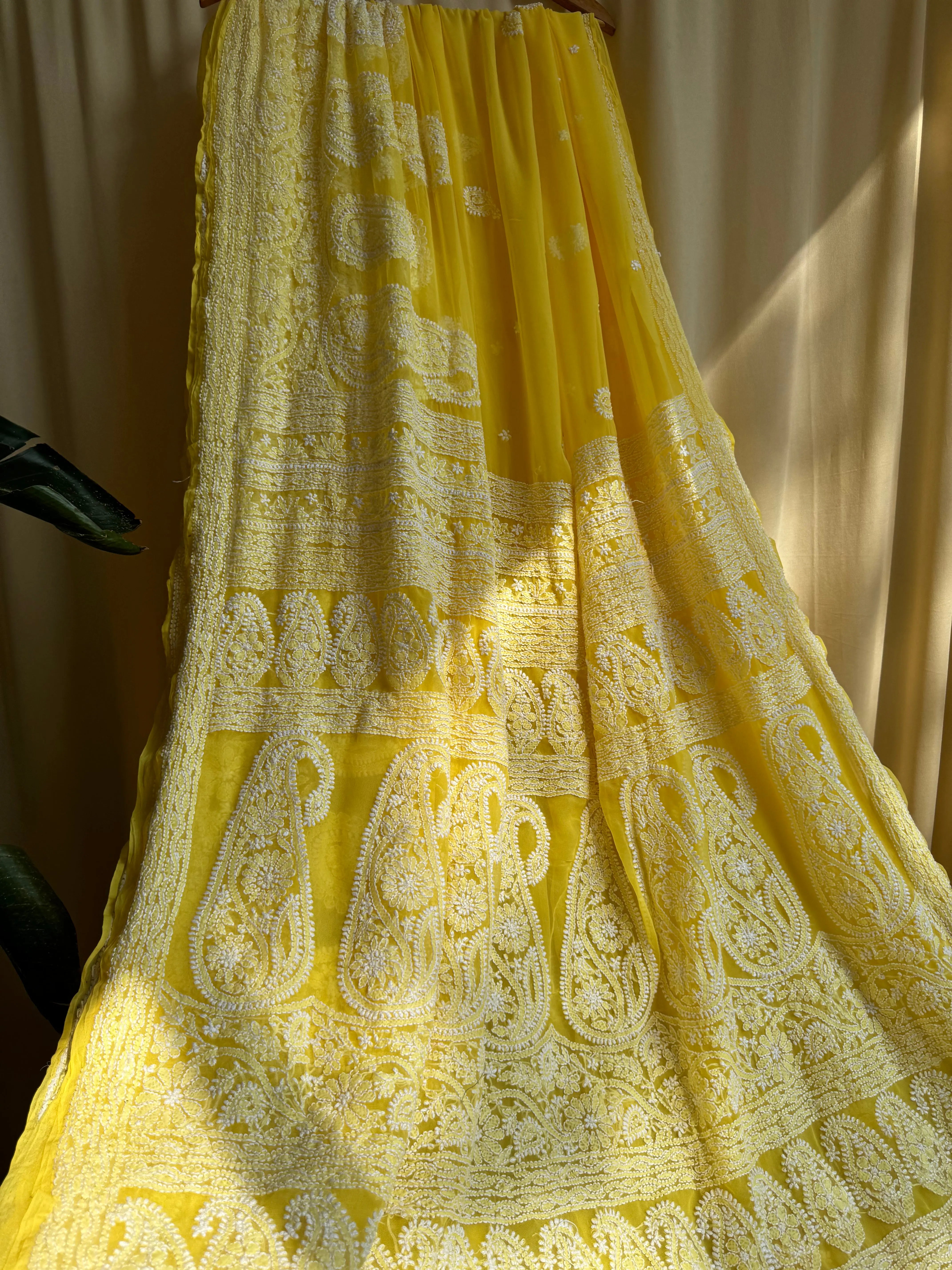 Georgette Chikankari saree in Yellow ARIAA CHIKANKARI 