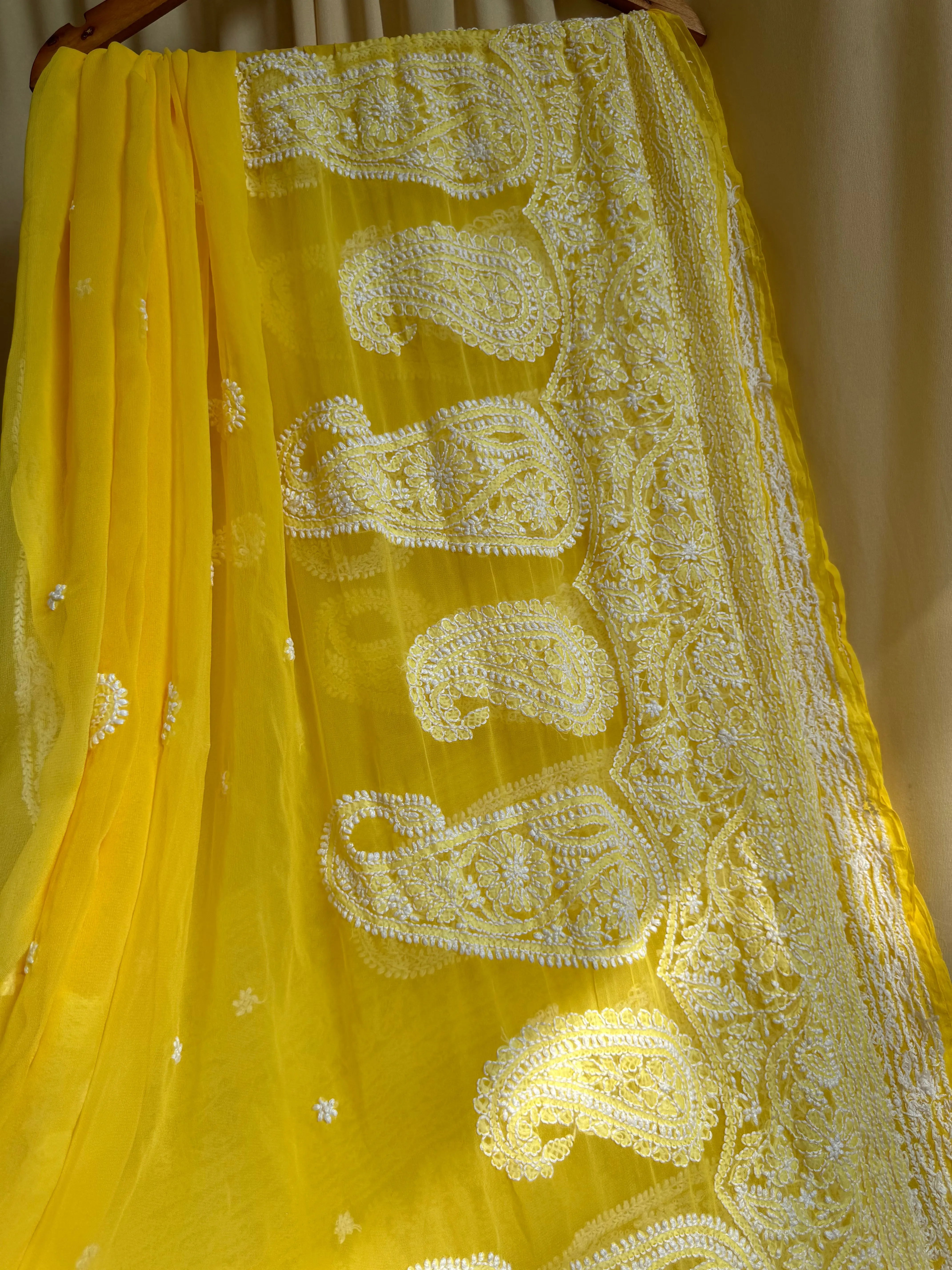 Georgette Chikankari saree in Yellow ARIAA CHIKANKARI 