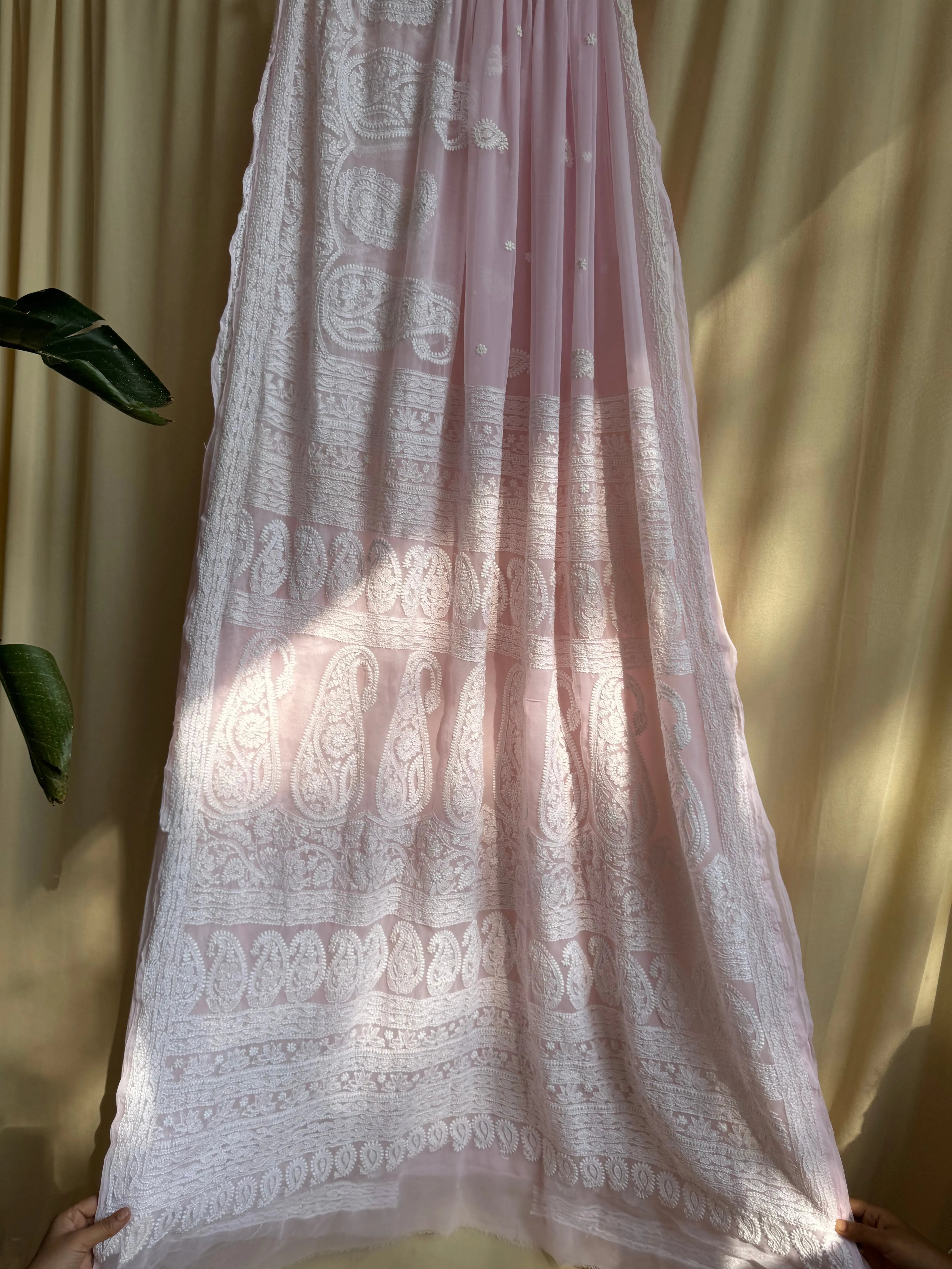 Georgette Chikankari saree in Pink ARIAA CHIKANKARI 