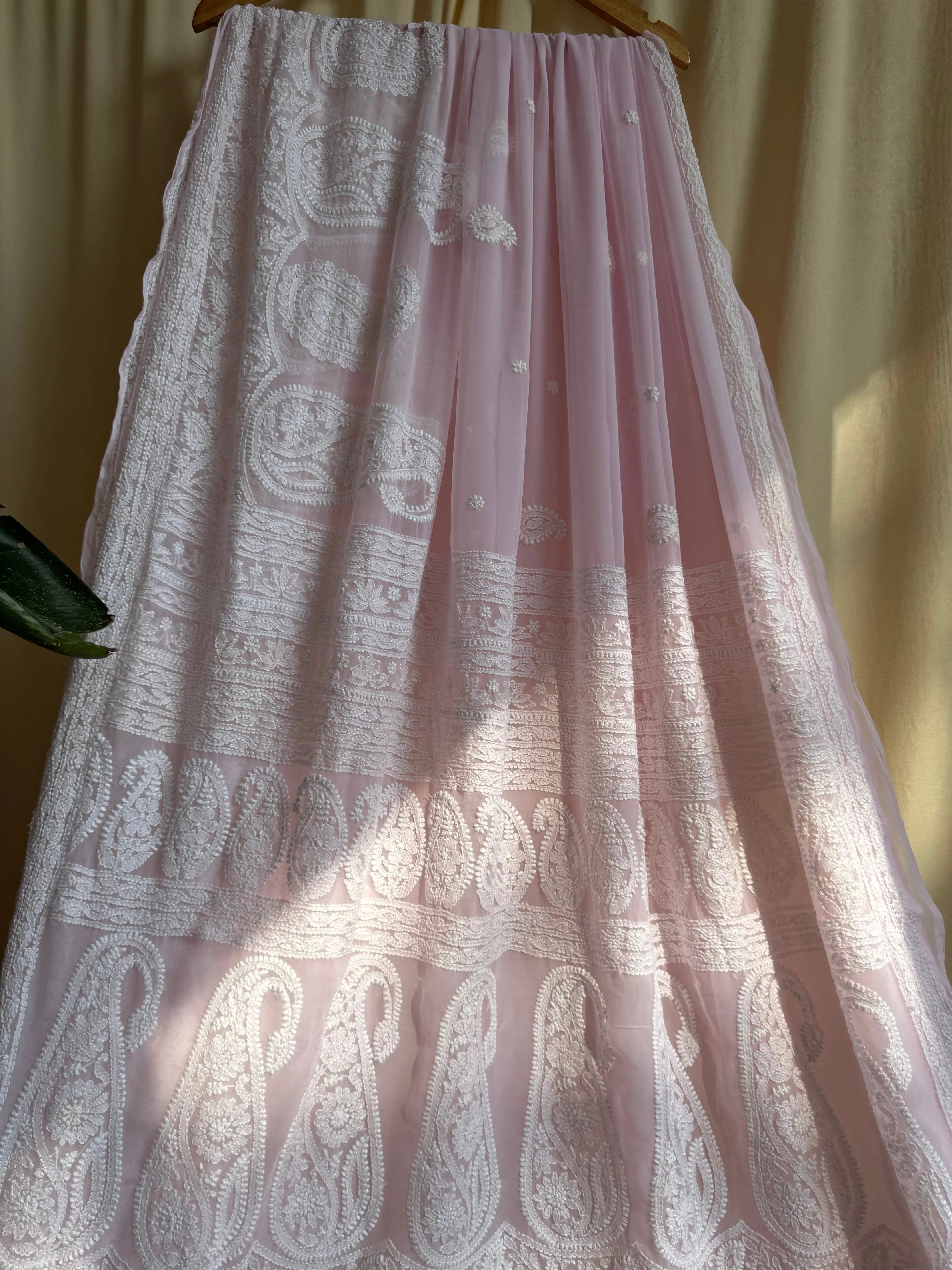 Georgette Chikankari saree in Pink ARIAA CHIKANKARI 