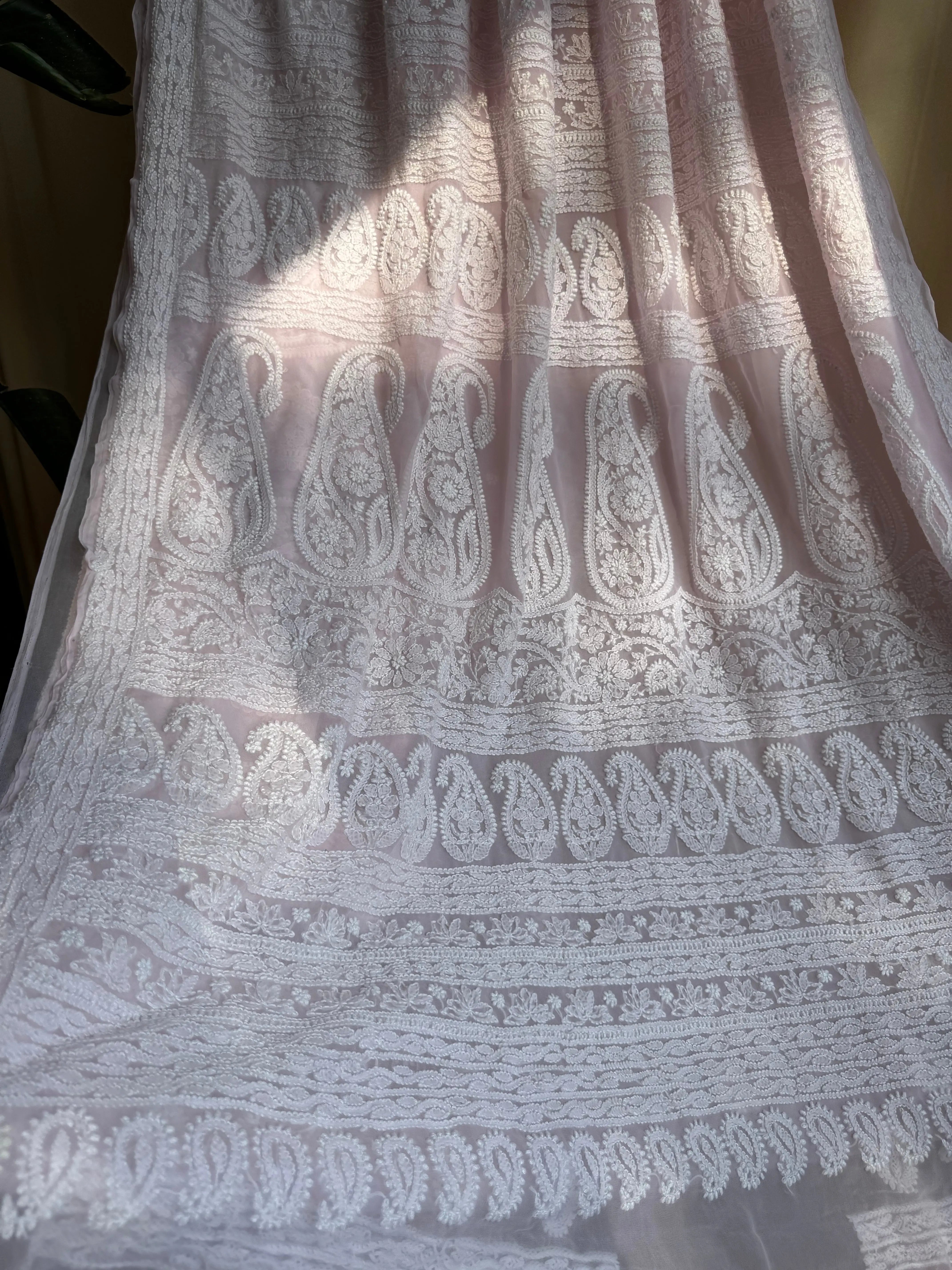 Georgette Chikankari saree in Pink ARIAA CHIKANKARI 