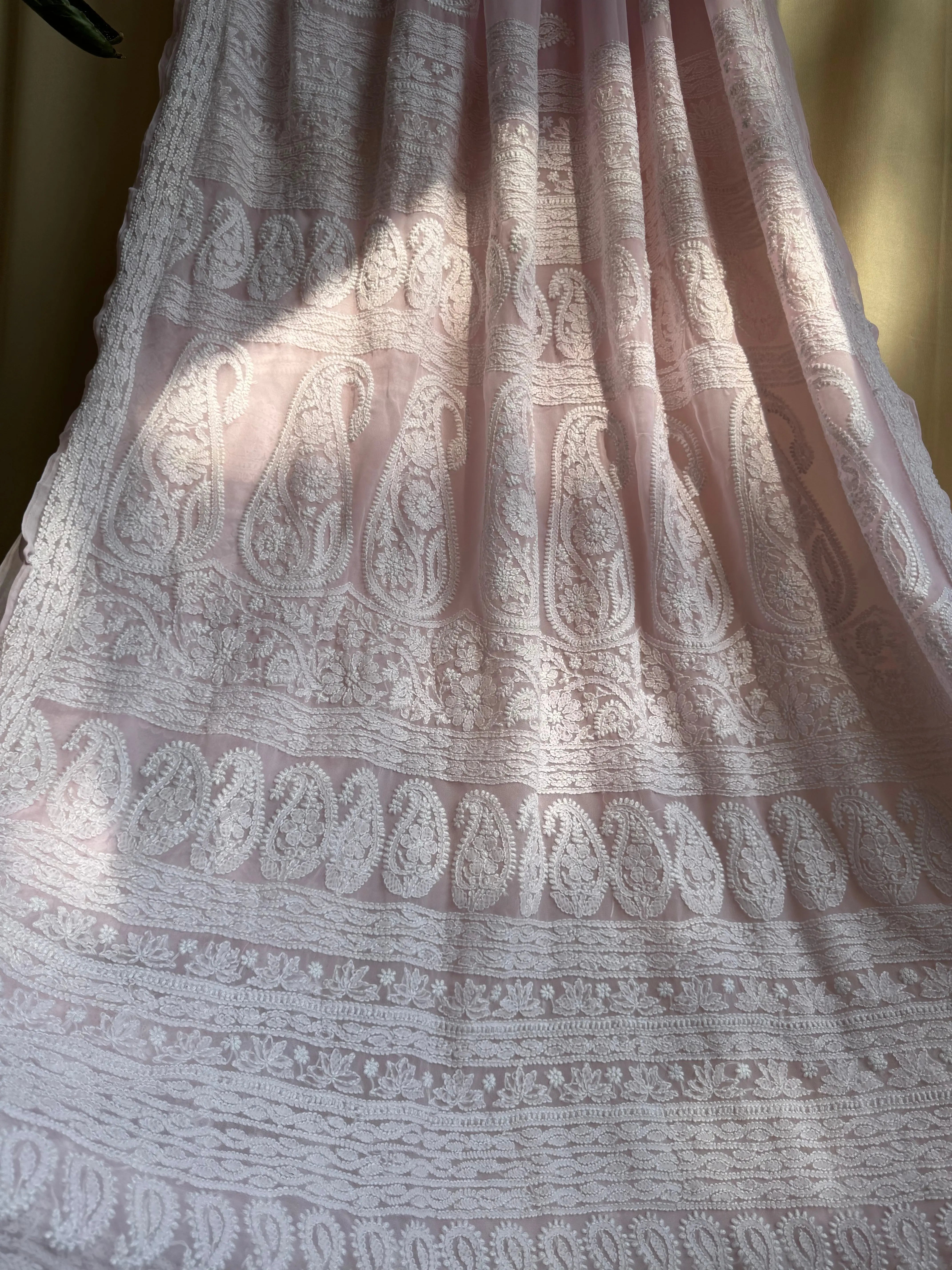 Georgette Chikankari saree in Pink ARIAA CHIKANKARI 