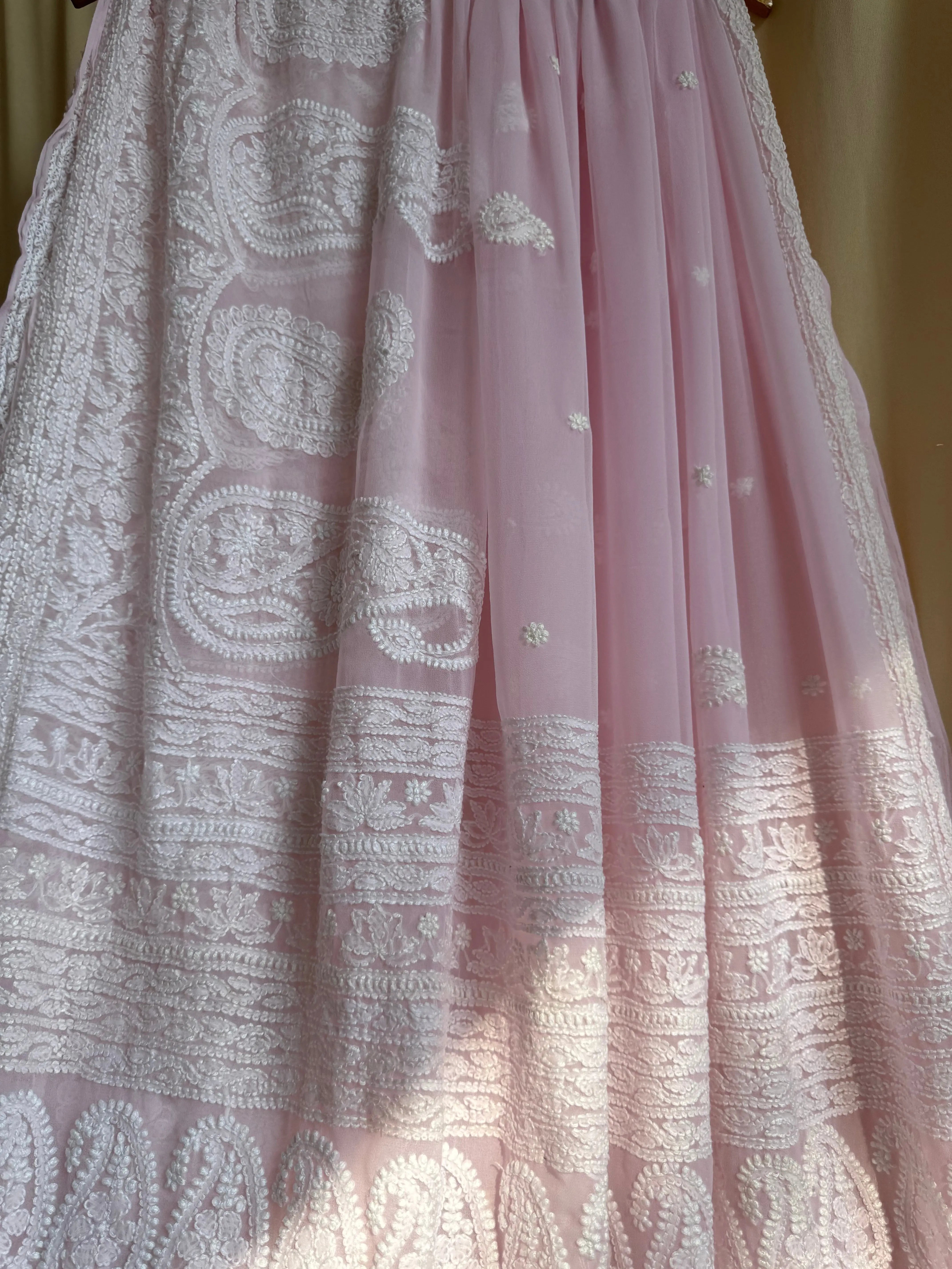 Georgette Chikankari saree in Pink ARIAA CHIKANKARI 