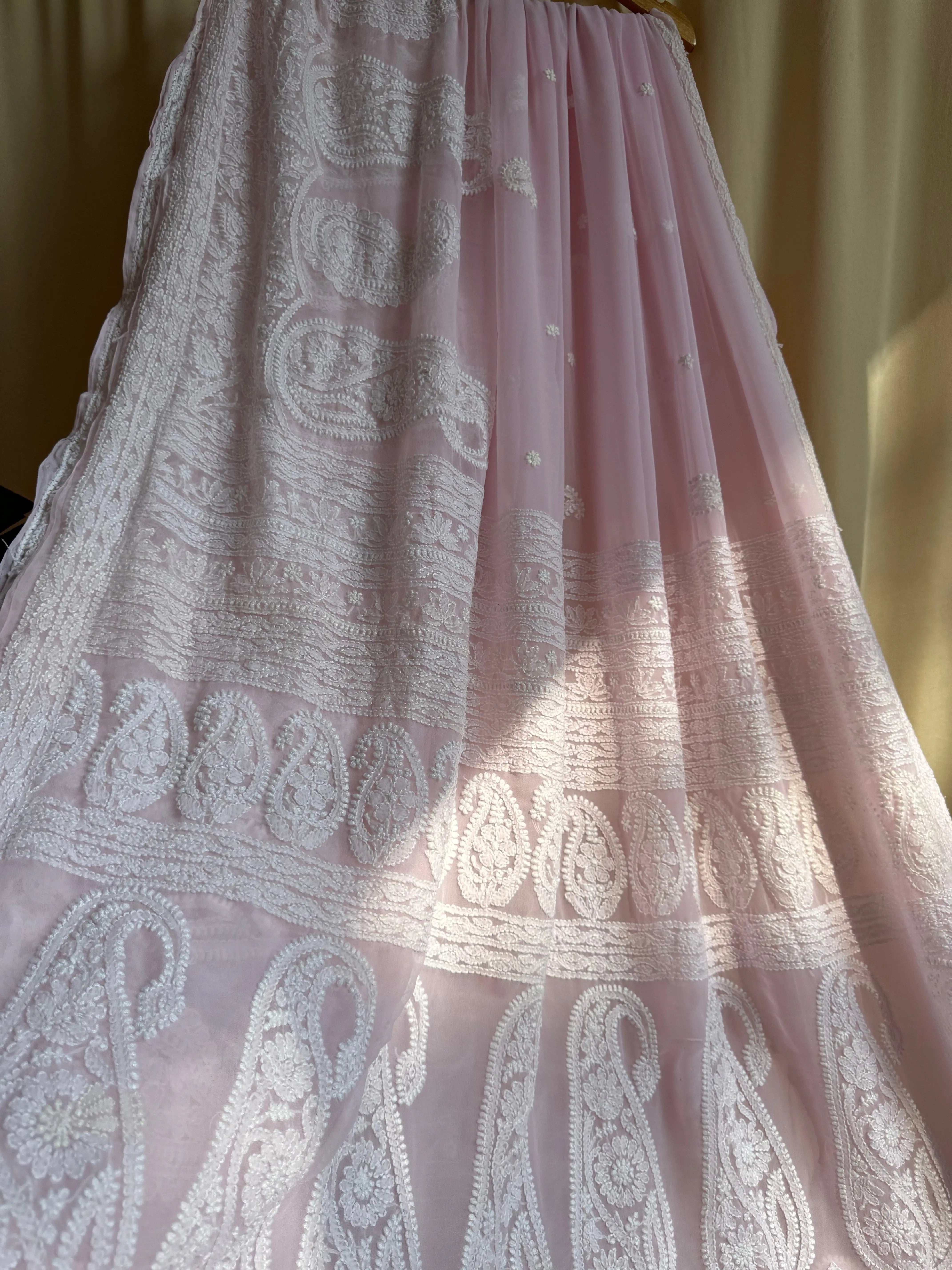 Georgette Chikankari saree in Pink ARIAA CHIKANKARI 