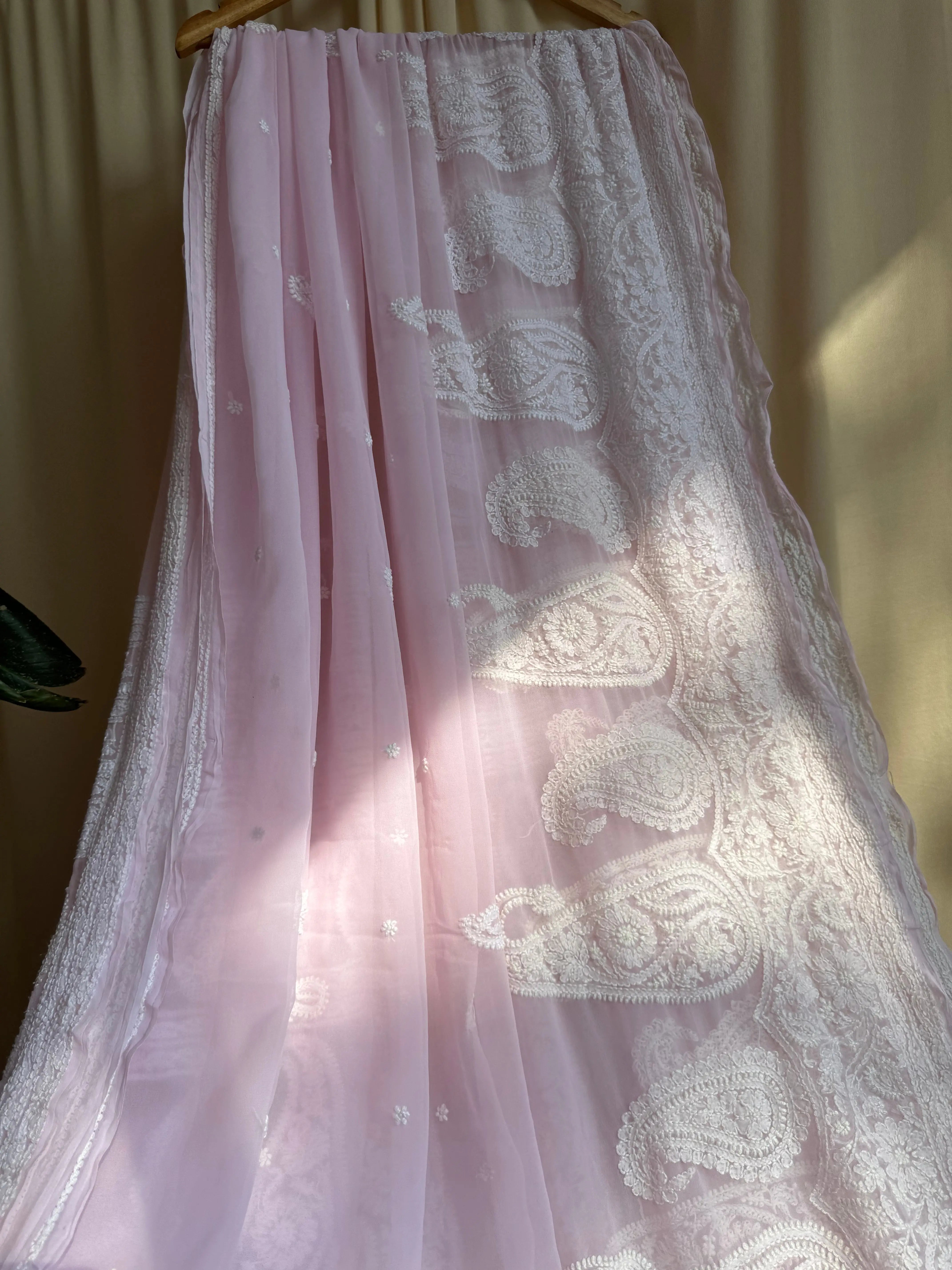 Georgette Chikankari saree in Pink ARIAA CHIKANKARI 