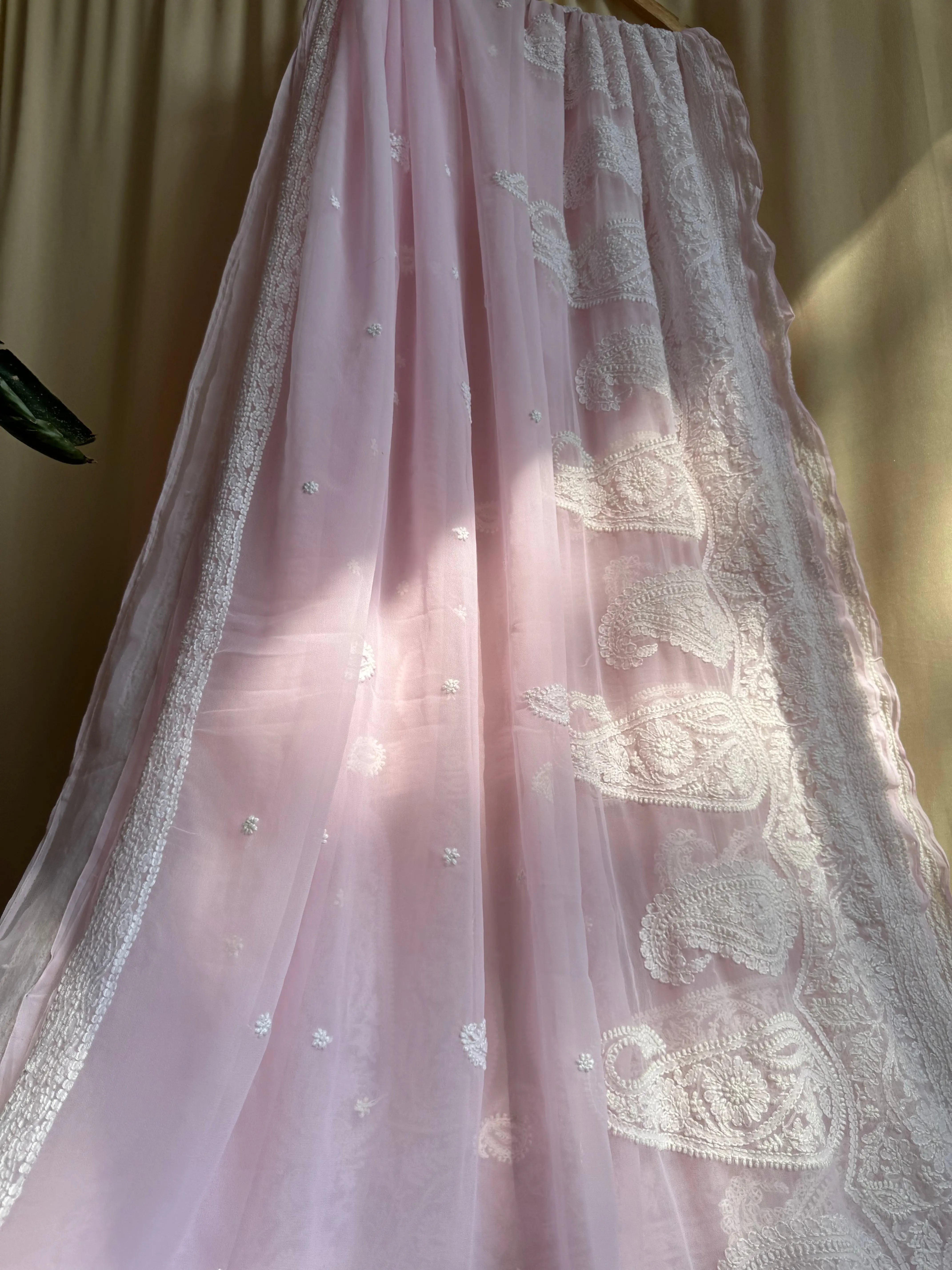 Georgette Chikankari saree in Pink ARIAA CHIKANKARI 