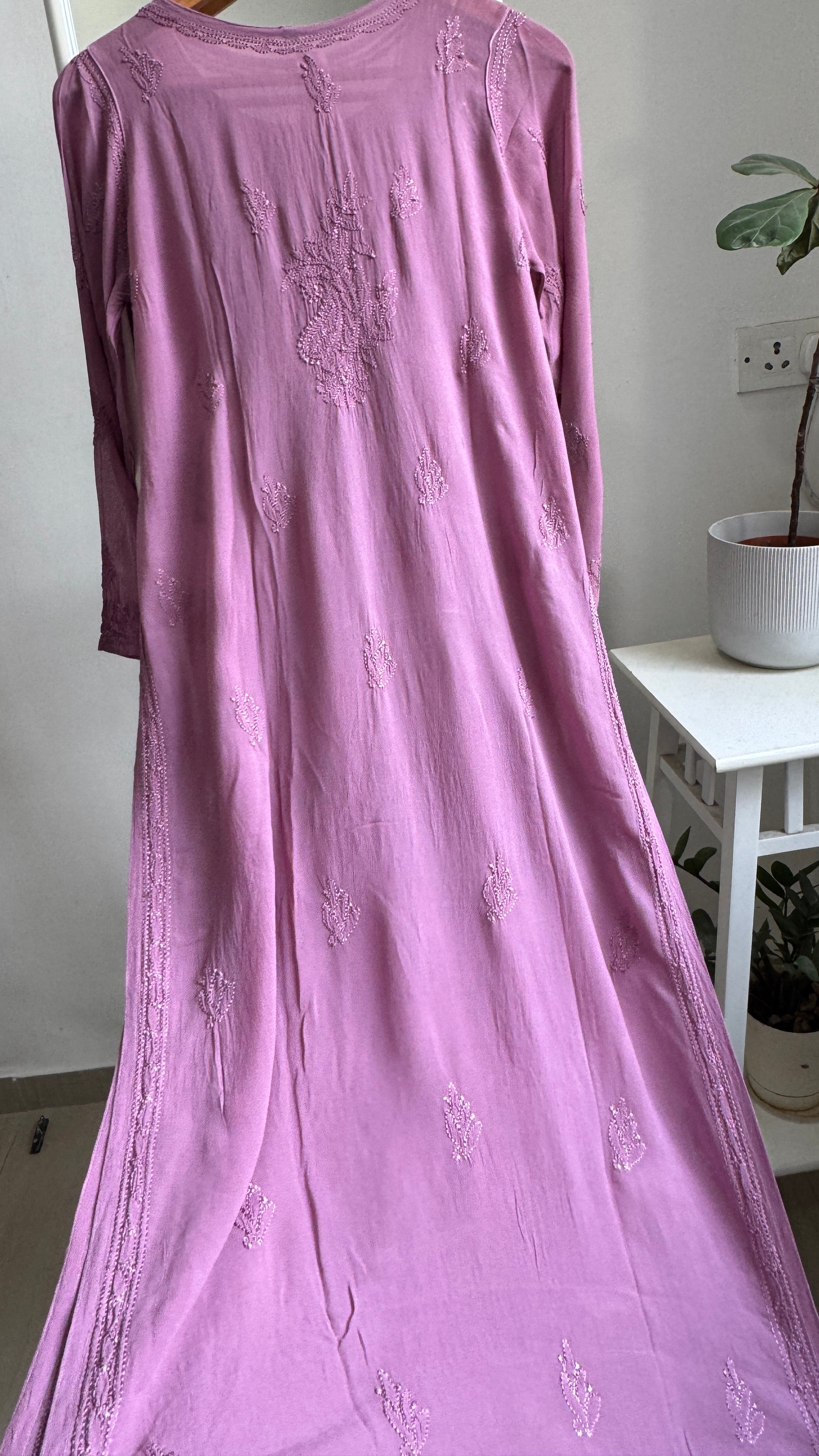 Viscose Kurti - Gala Booti- Mauve