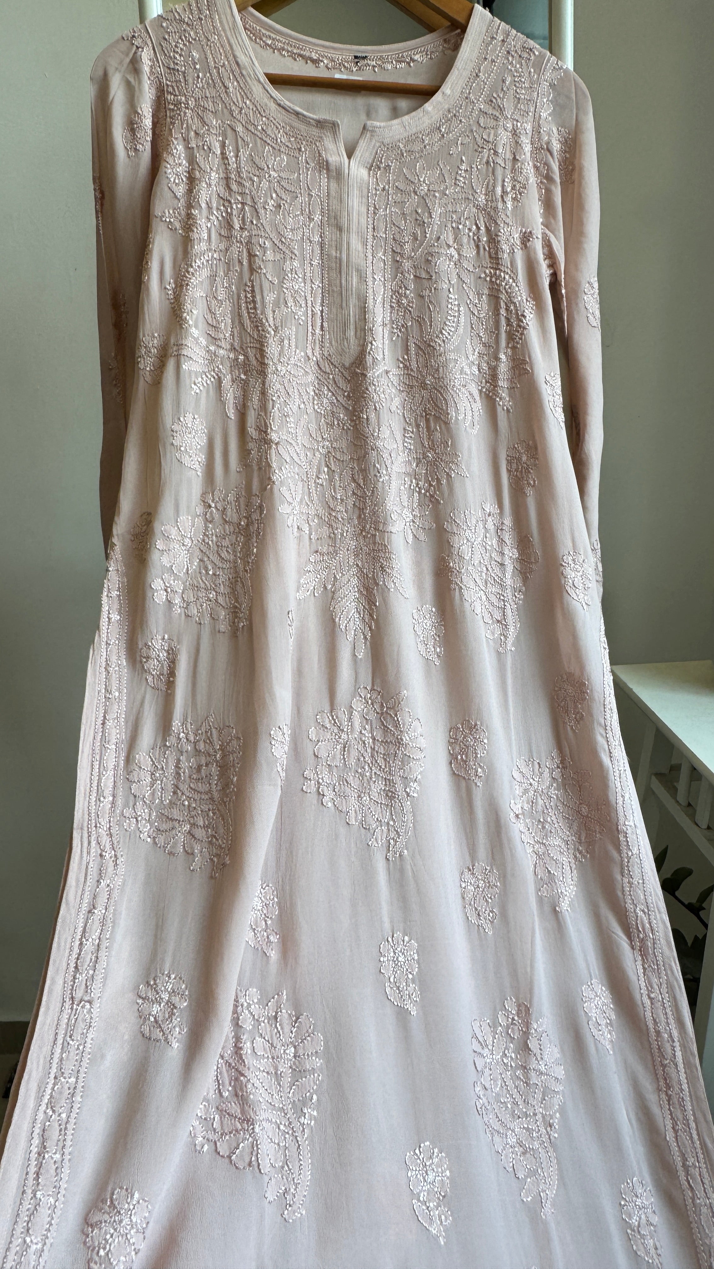 Viscose Kurti - Gala Booti- Nude pink