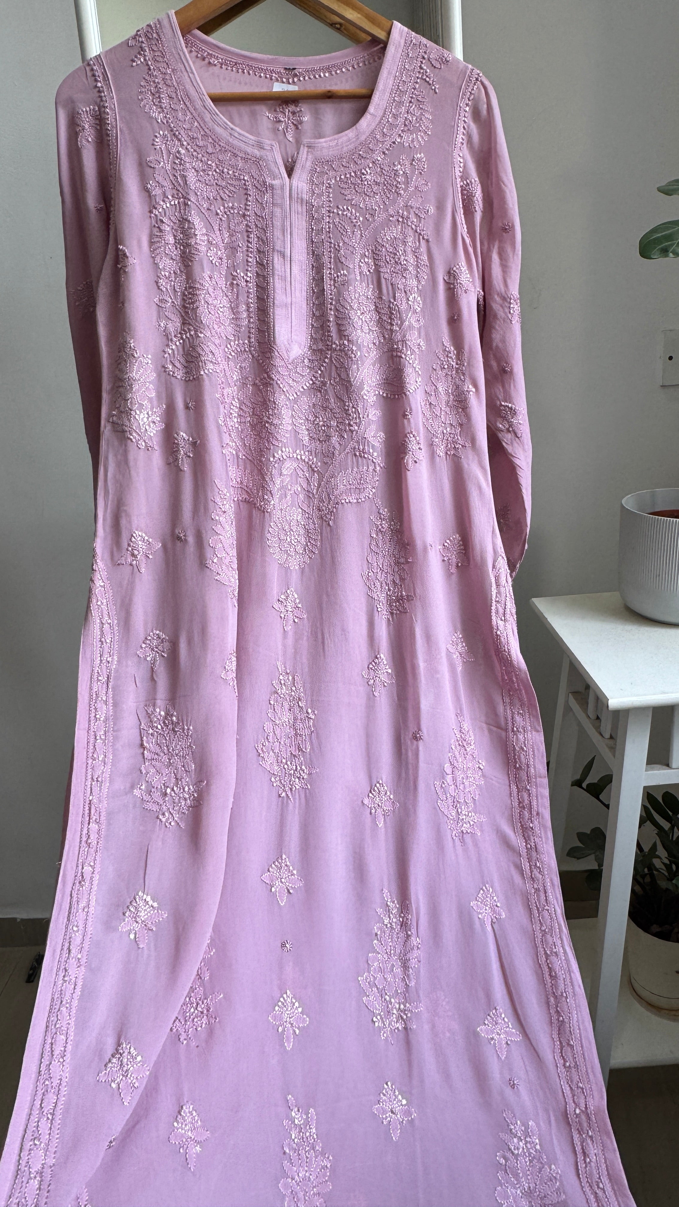 Viscose Kurti - Gala Booti- Onion Pink