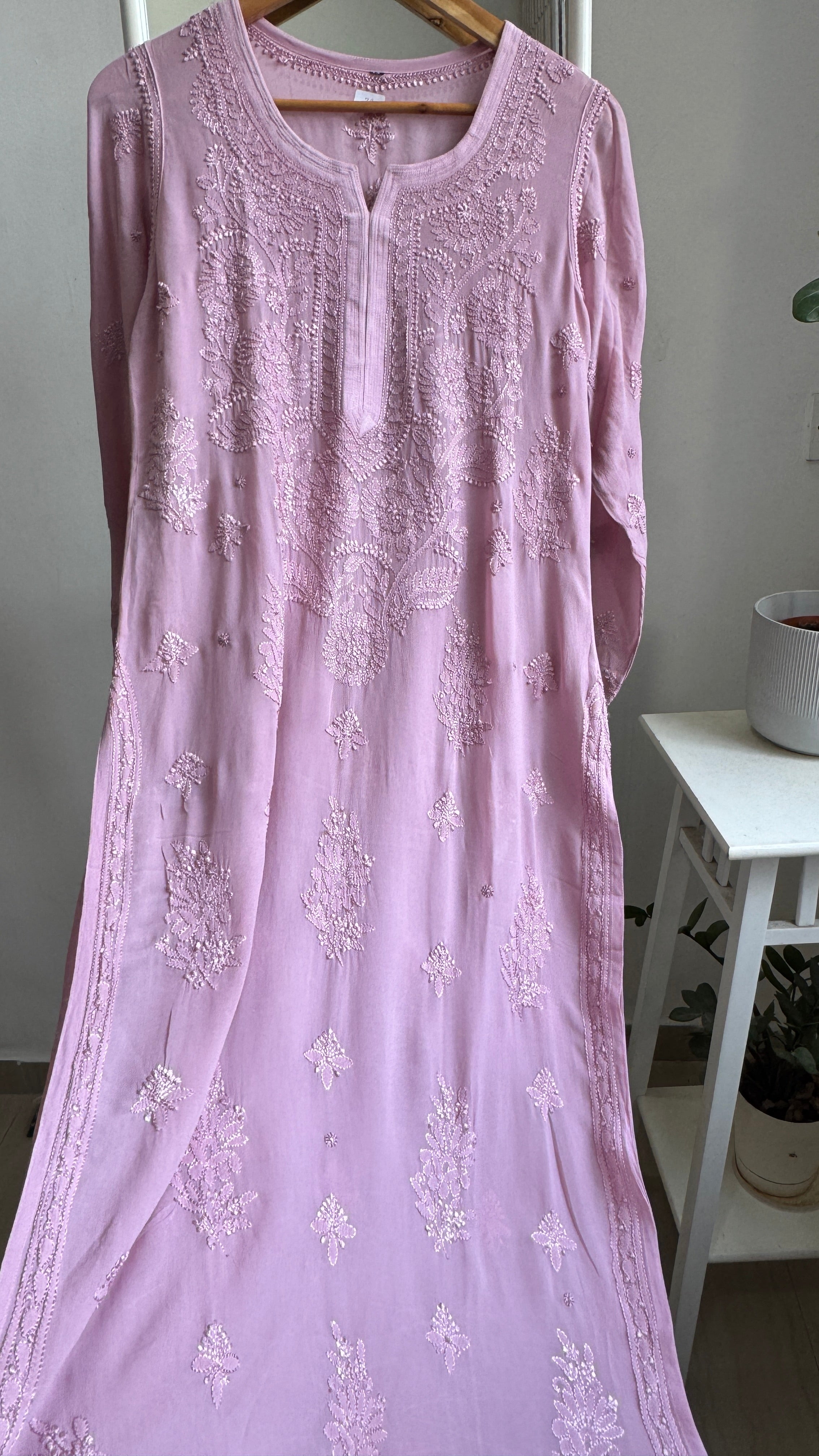 Viscose Kurti - Gala Booti- Onion Pink