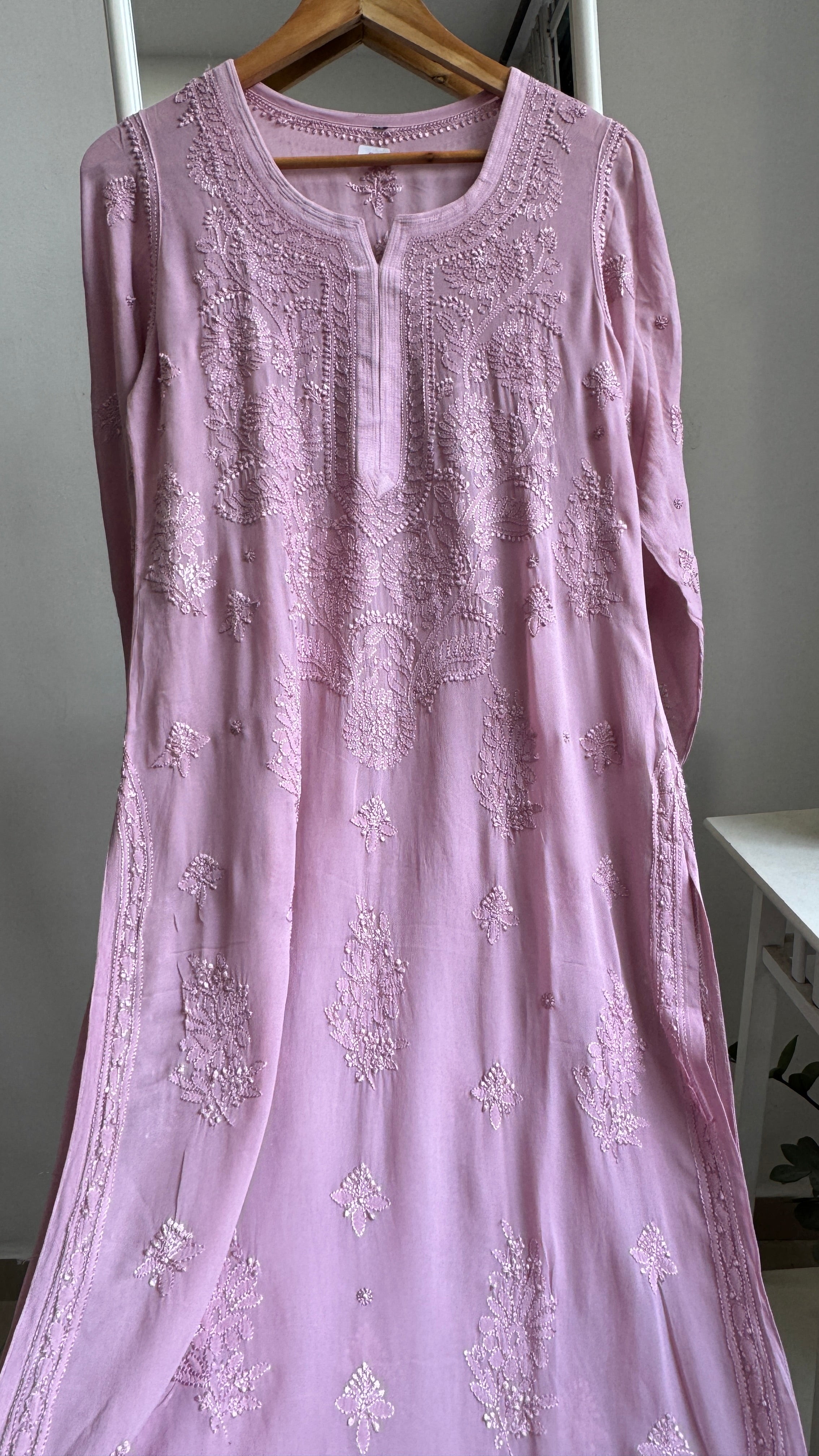 Viscose Kurti - Gala Booti- Onion Pink