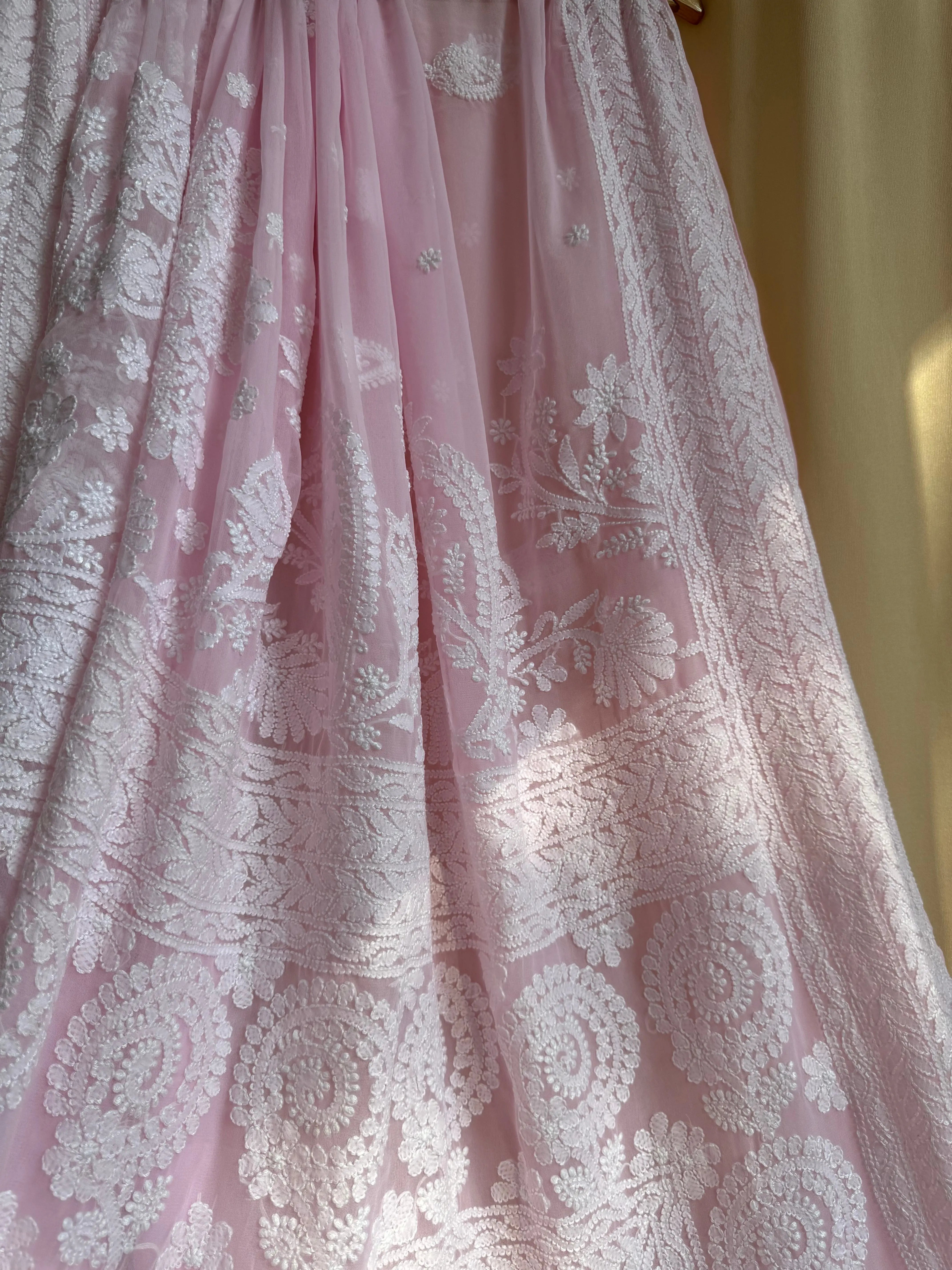 Georgette Chikankari saree in Pink ARIAA CHIKANKARI 