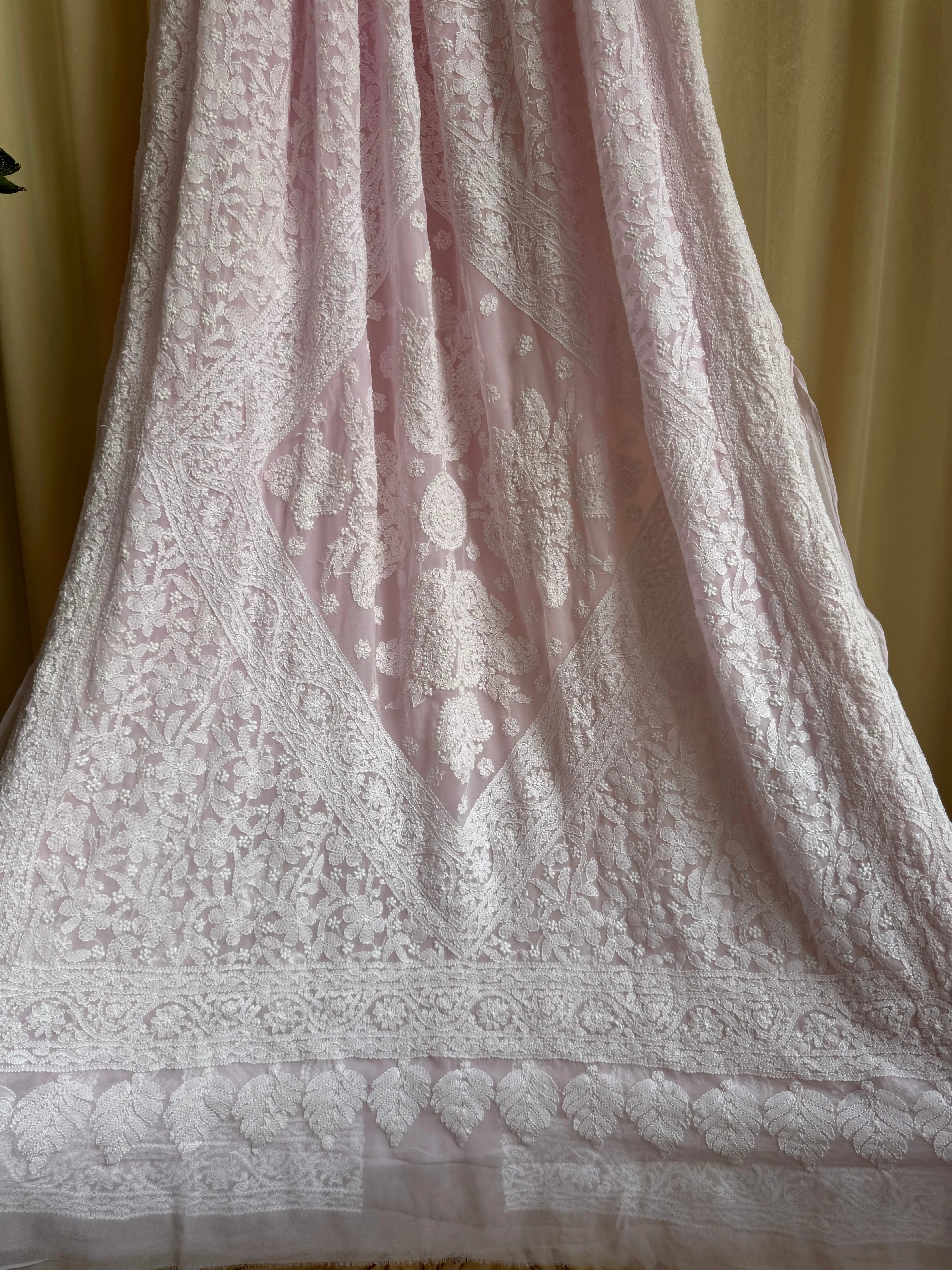 Georgette Chikankari saree in Pink ARIAA CHIKANKARI 