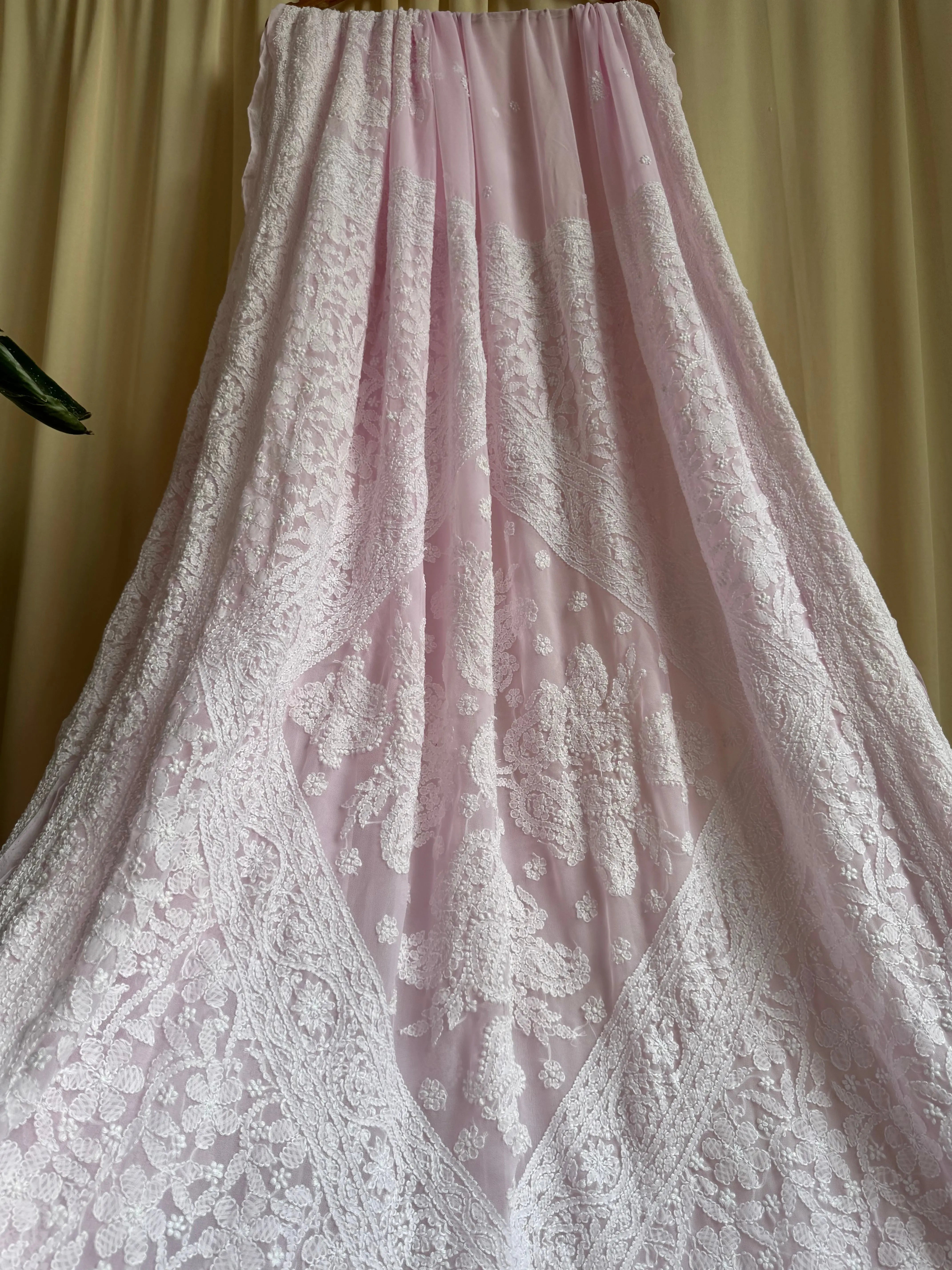 Georgette Chikankari saree in Pink ARIAA CHIKANKARI 