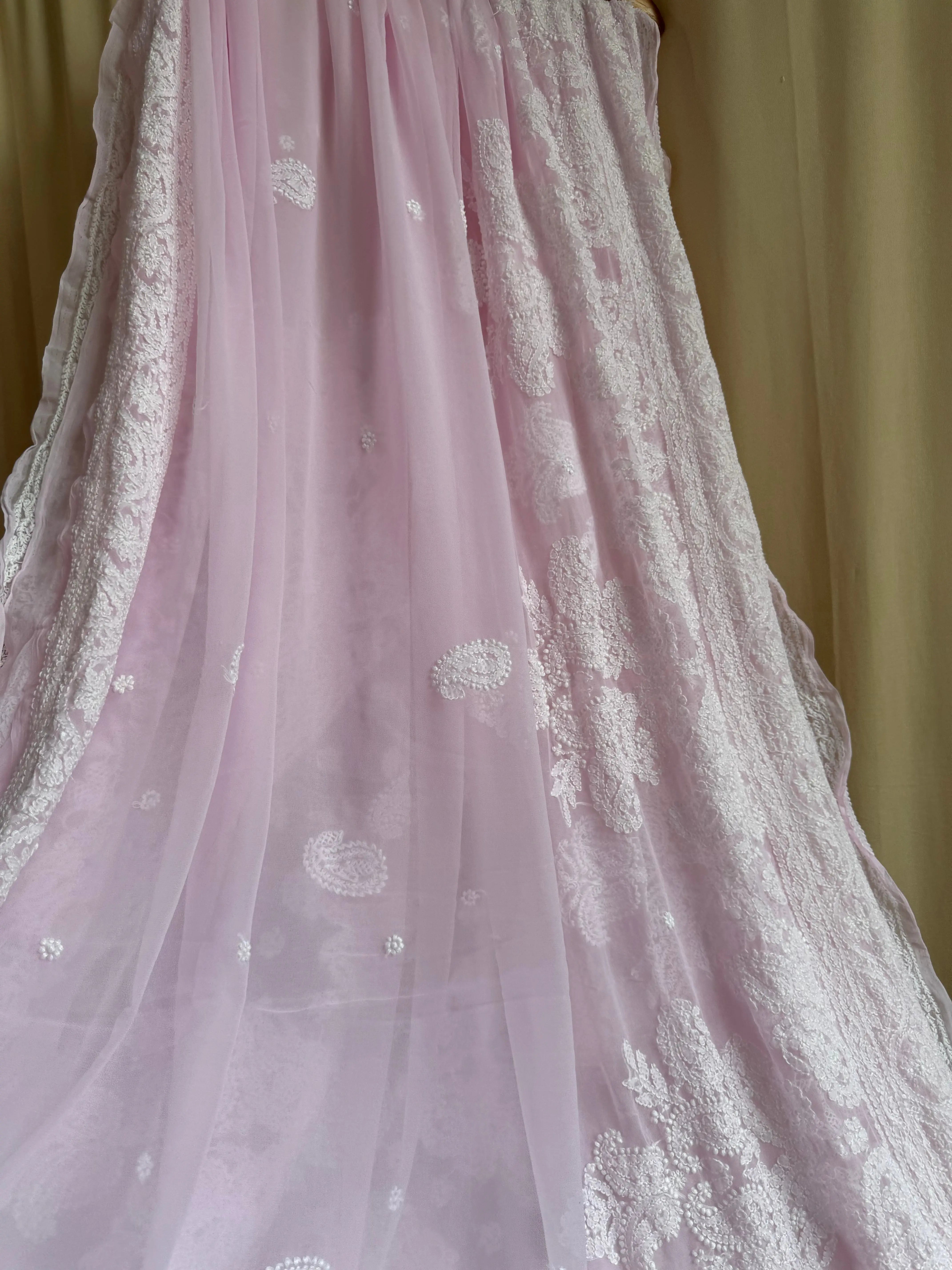 Georgette Chikankari saree in Pink ARIAA CHIKANKARI 