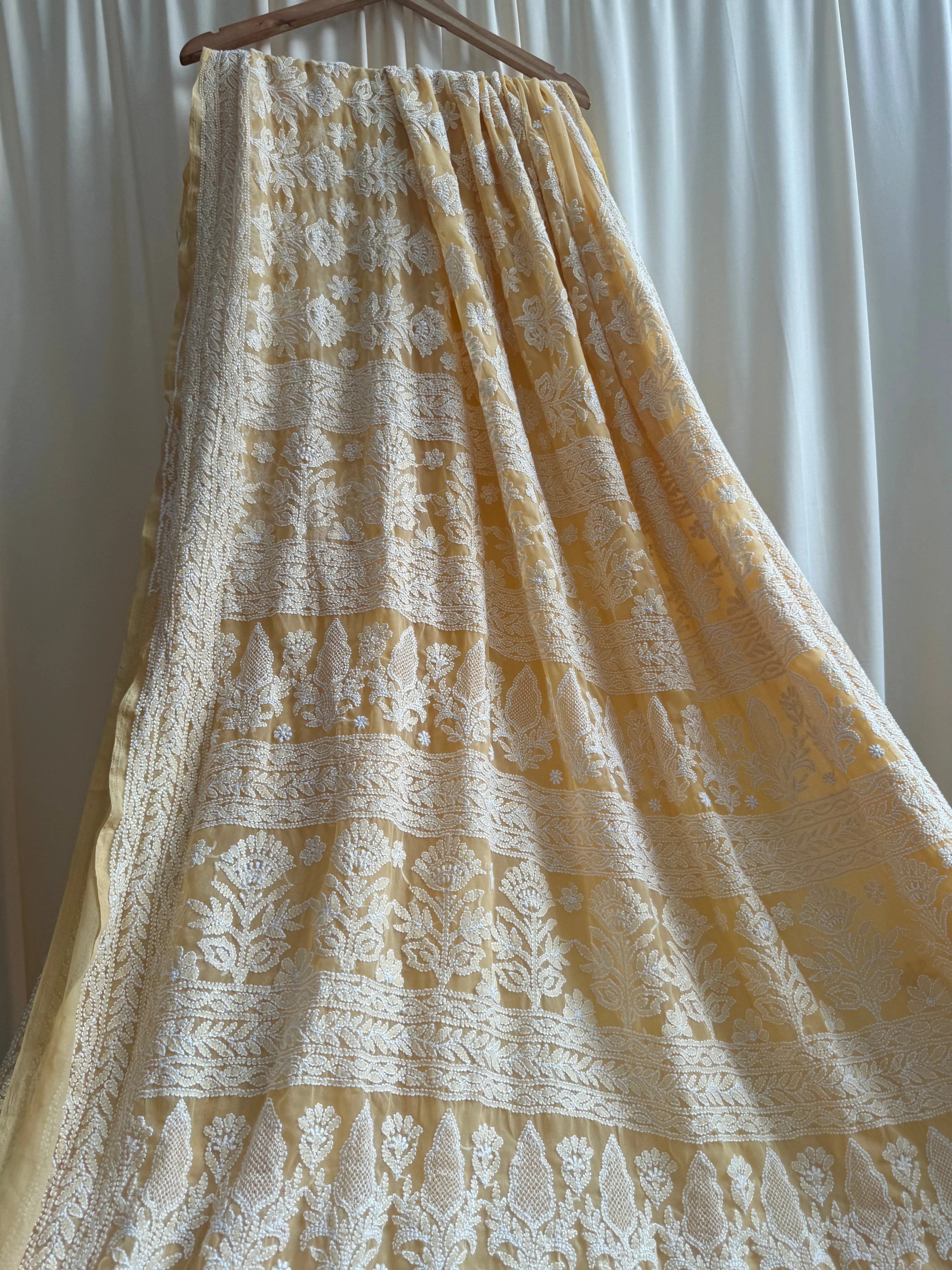 Georgette Chikankari saree in Sunset Orange ARIAA CHIKANKARI 