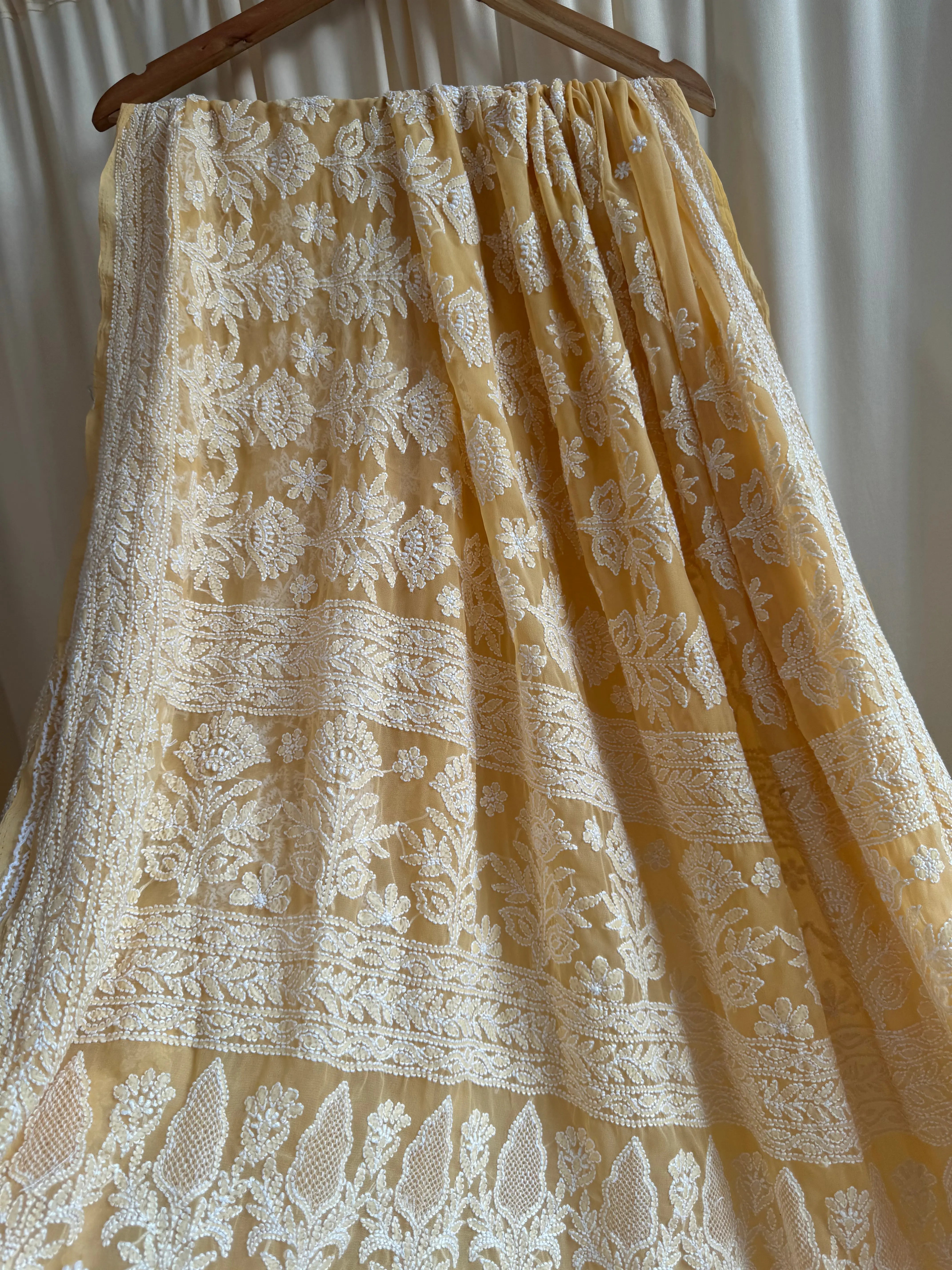 Georgette Chikankari saree in Sunset Orange ARIAA CHIKANKARI 